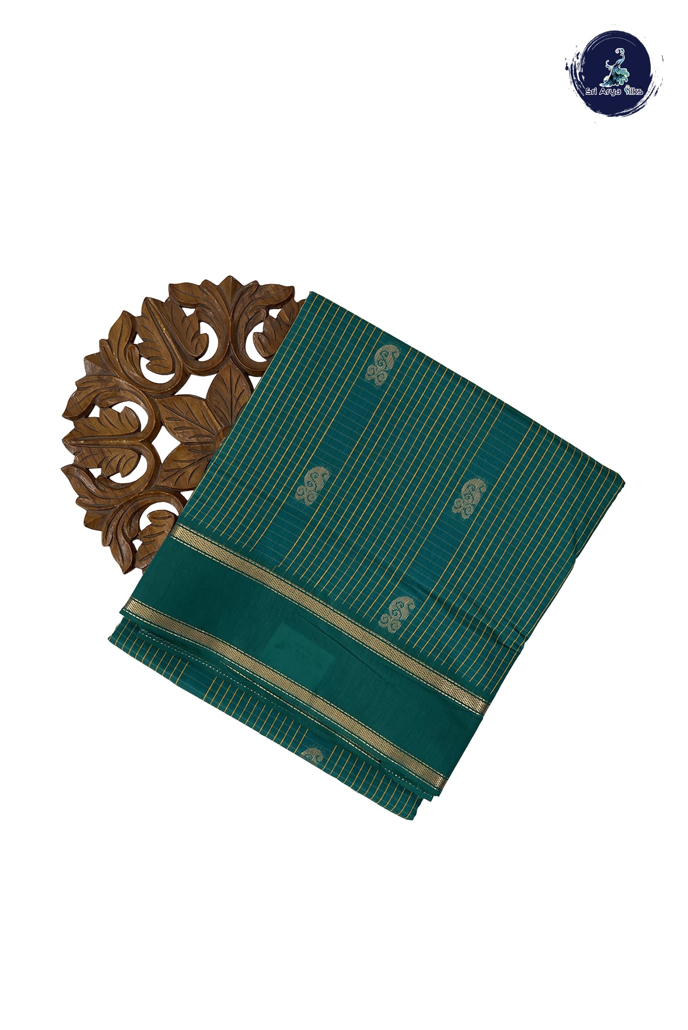 Green Madisar Semi Silk Cotton Saree With Checked Pattern