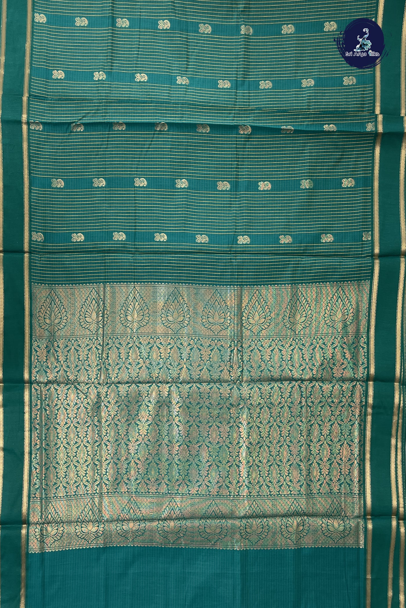 Green Madisar Semi Silk Cotton Saree With Checked Pattern