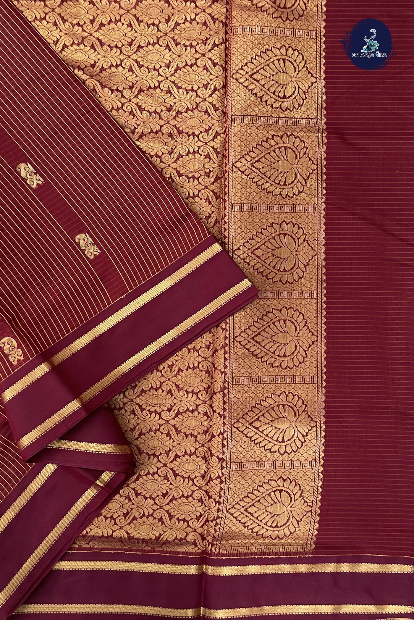 Maroon Madisar Semi Silk Cotton Saree With Checked Pattern