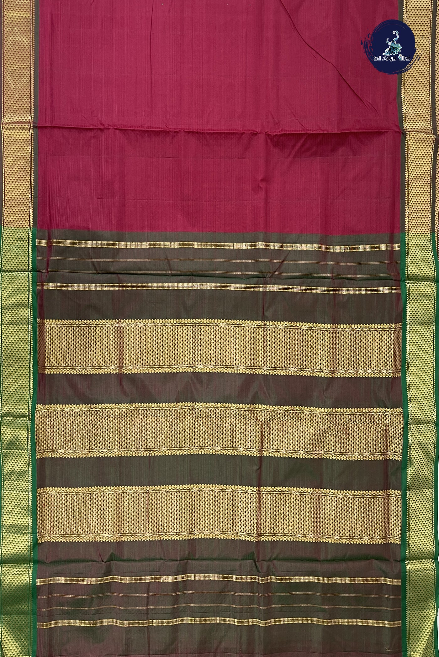 Maroon Madisar 10 Yards Silk Saree With Doria Lines Pattern