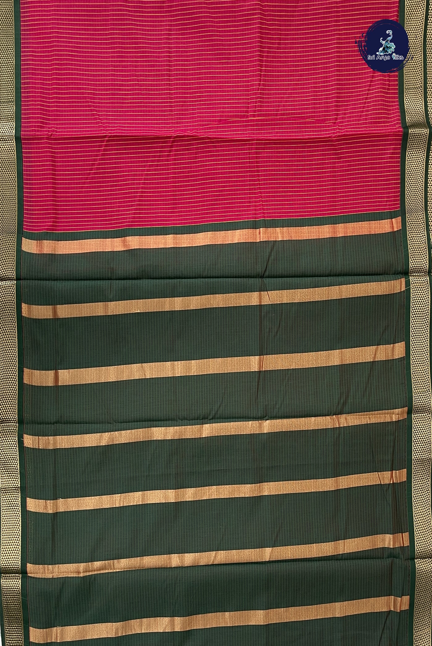 Dark Pink Madisar Semi Silk Cotton Saree With Checked Pattern