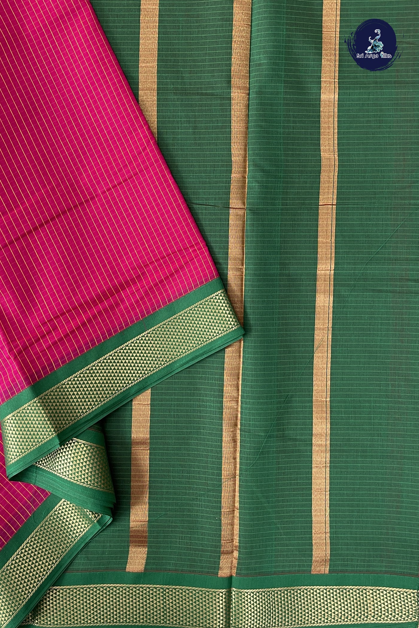 Dark Pink Madisar Semi Silk Cotton Saree With Checked Pattern