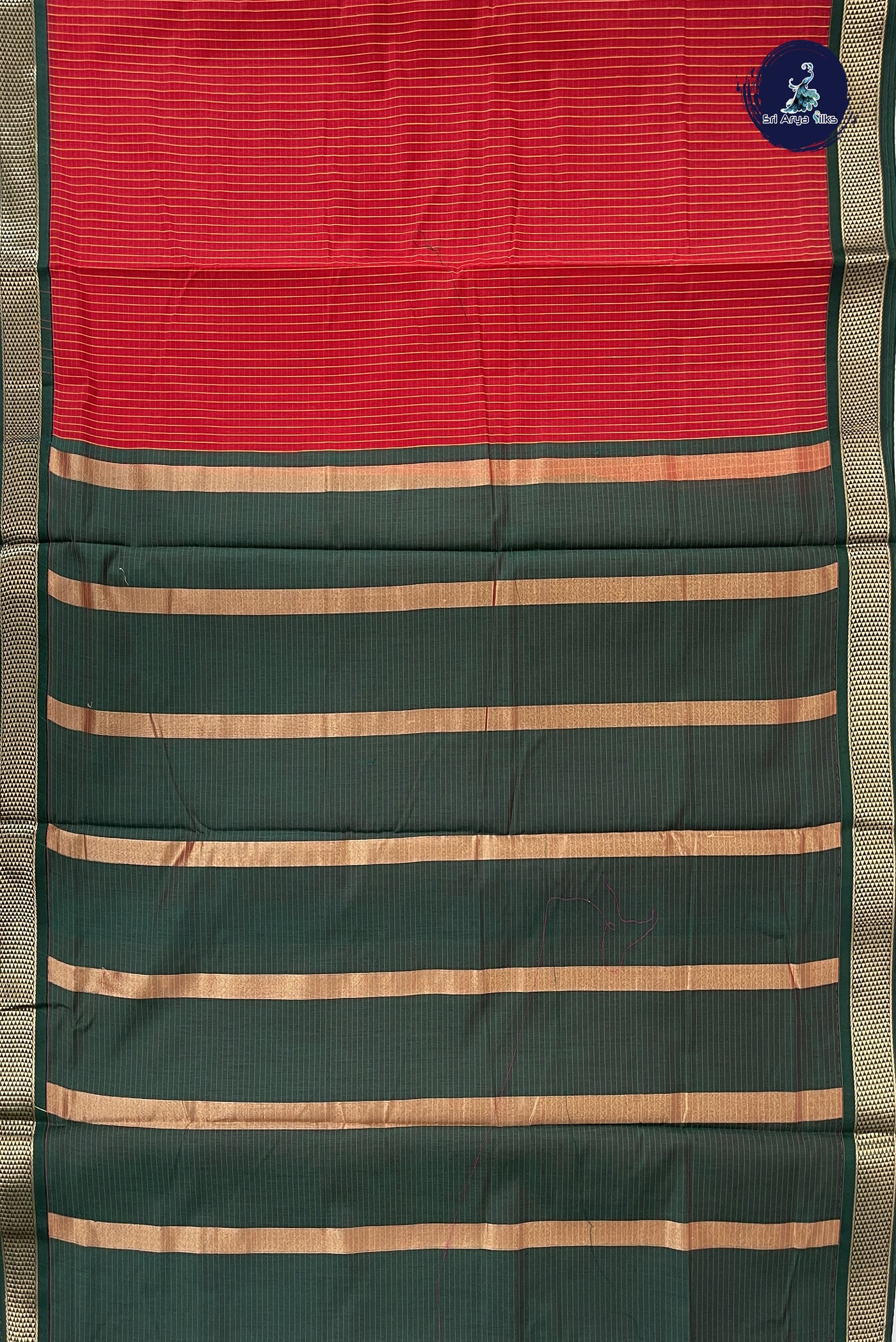Red Madisar Semi Silk Cotton Saree With Checked Pattern