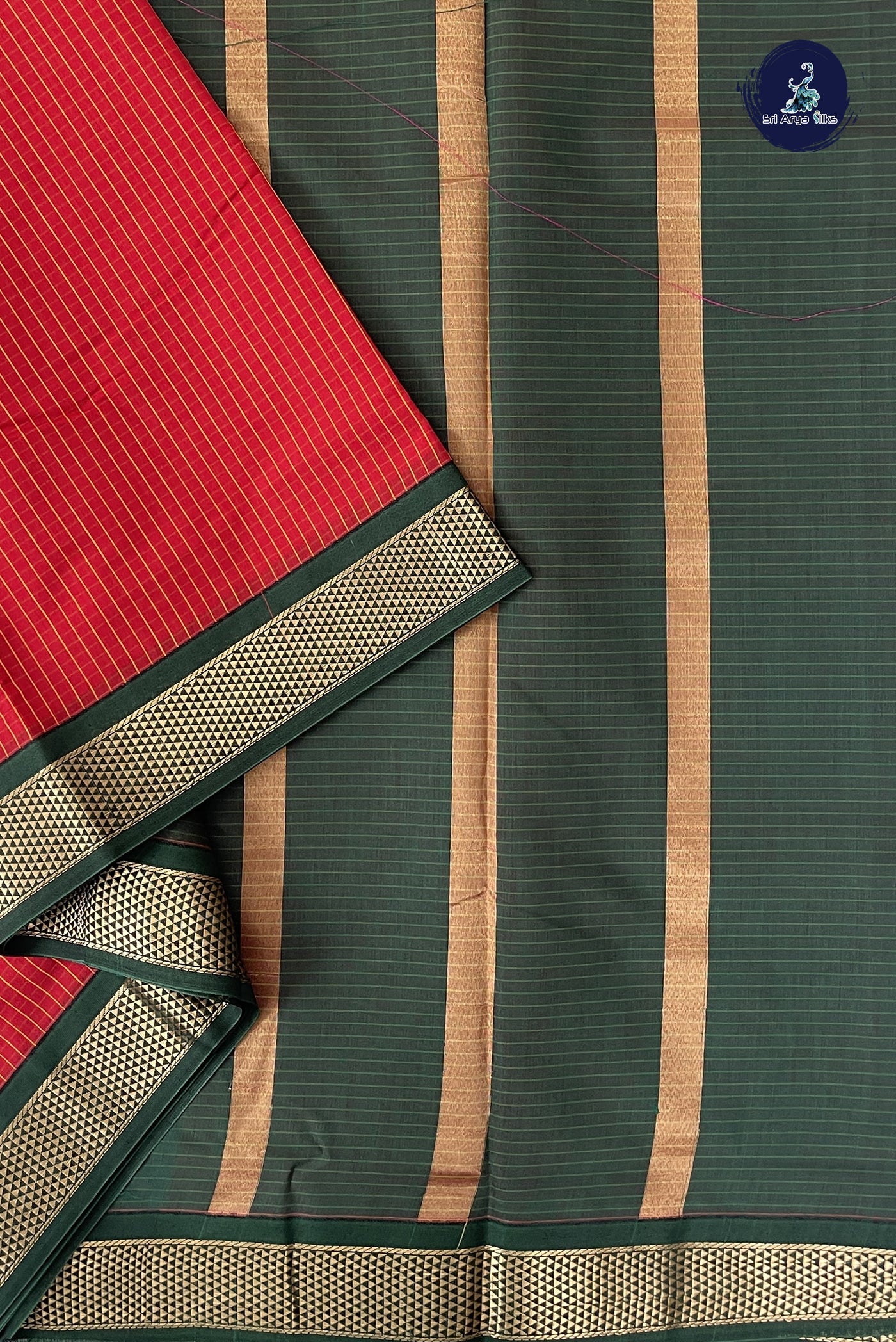 Red Madisar Semi Silk Cotton Saree With Checked Pattern