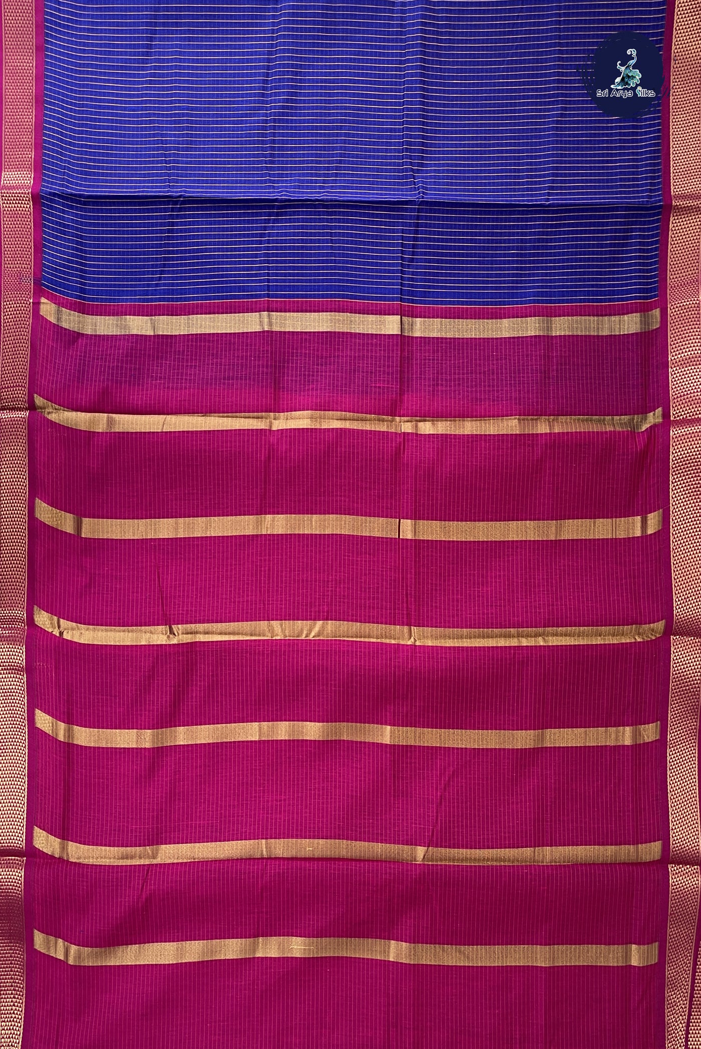 MS Blue Madisar Semi Silk Cotton Saree With Checked Pattern