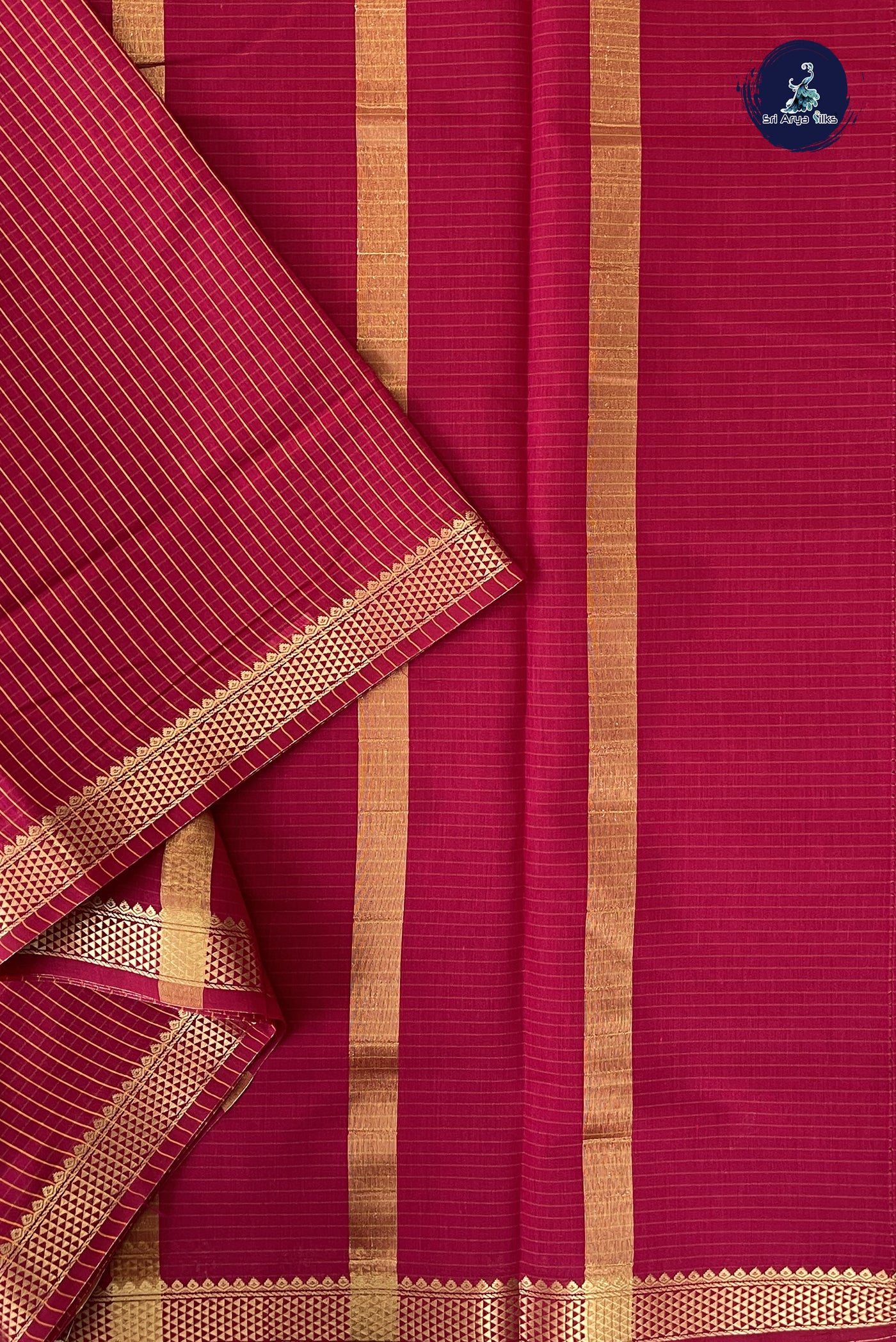 Dark Pink Madisar Semi Silk Cotton Saree With Checked Pattern