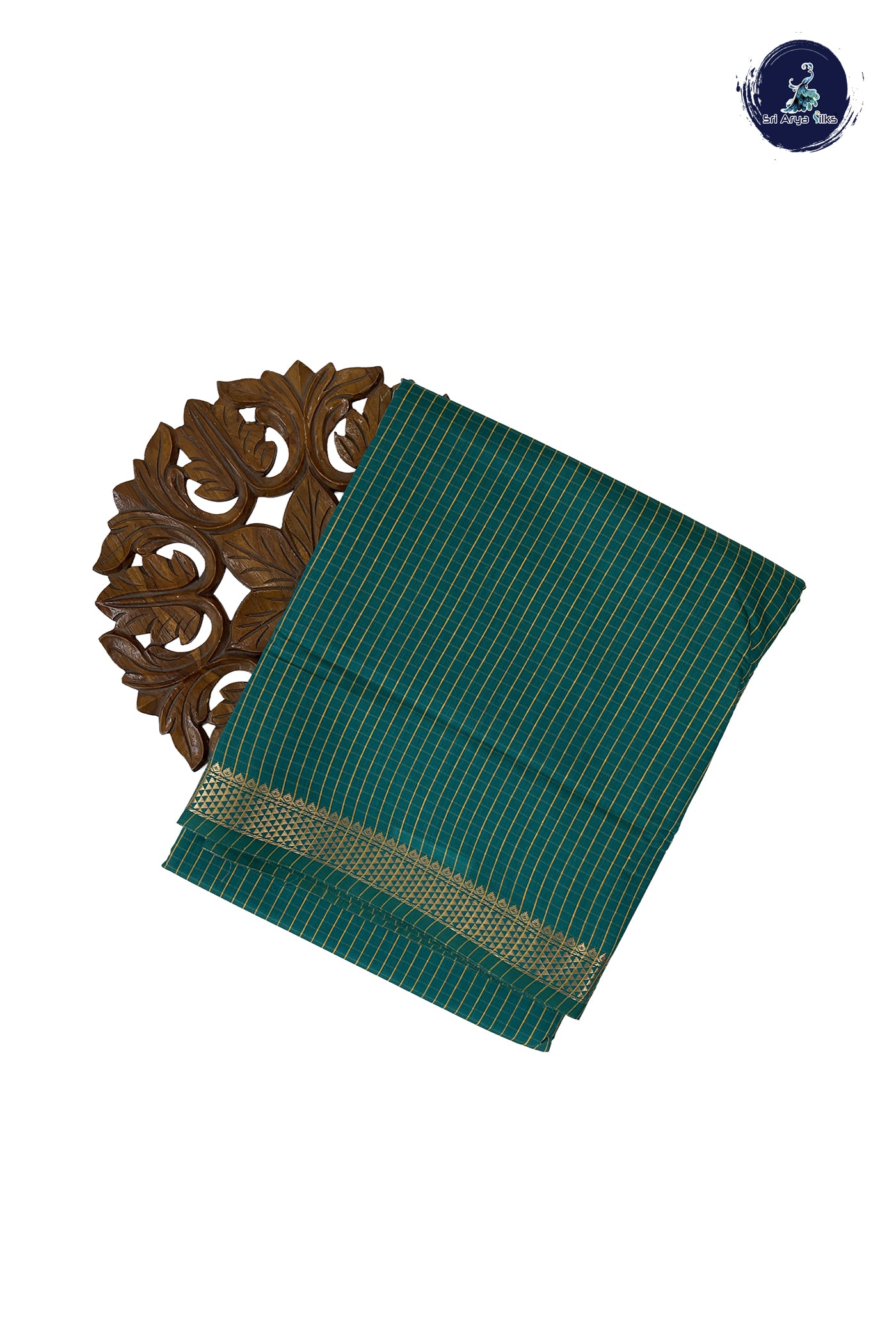 Green Madisar Semi Silk Cotton Saree With Checked Pattern