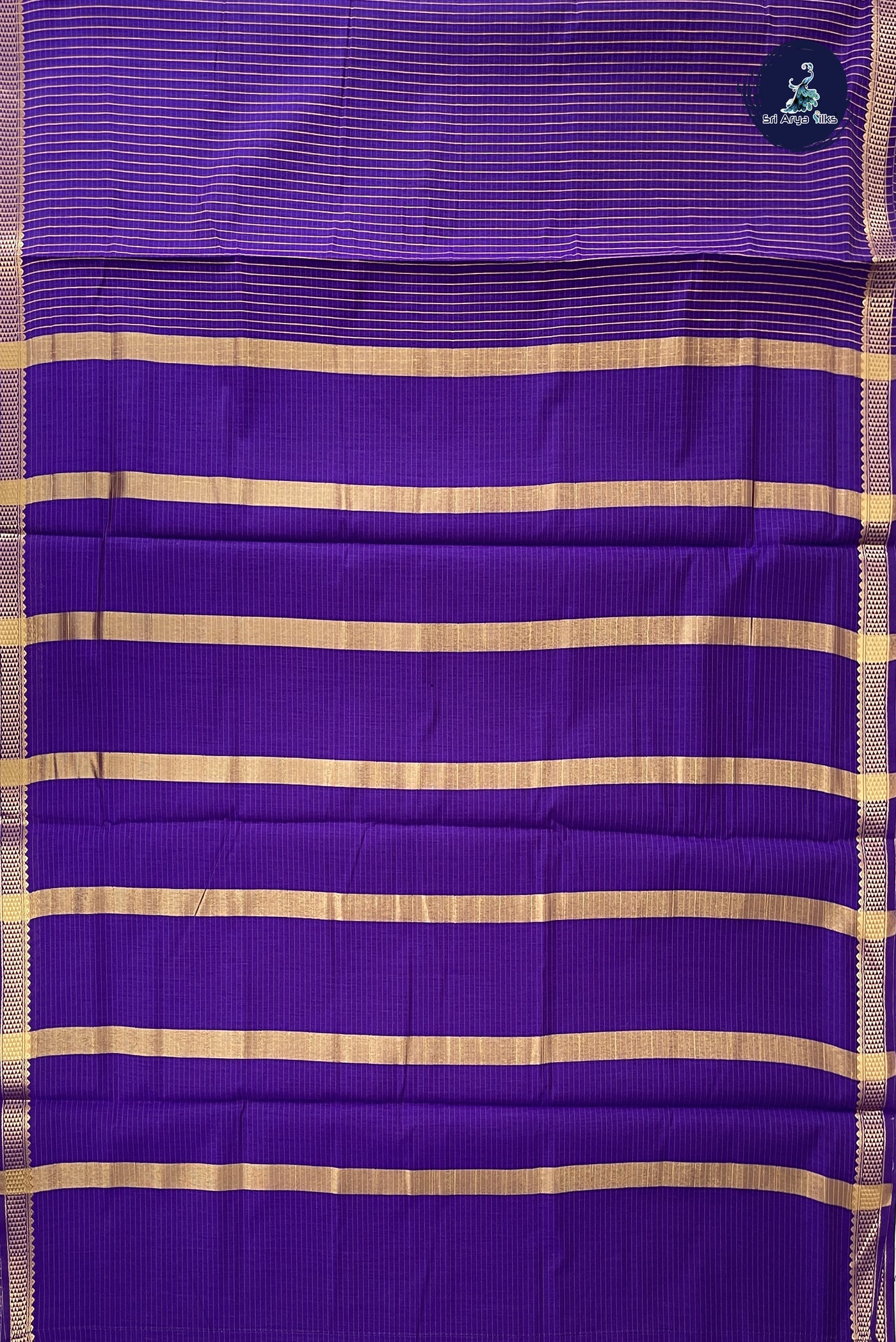 Dark Violet Madisar Semi Silk Cotton Saree With Checked Pattern