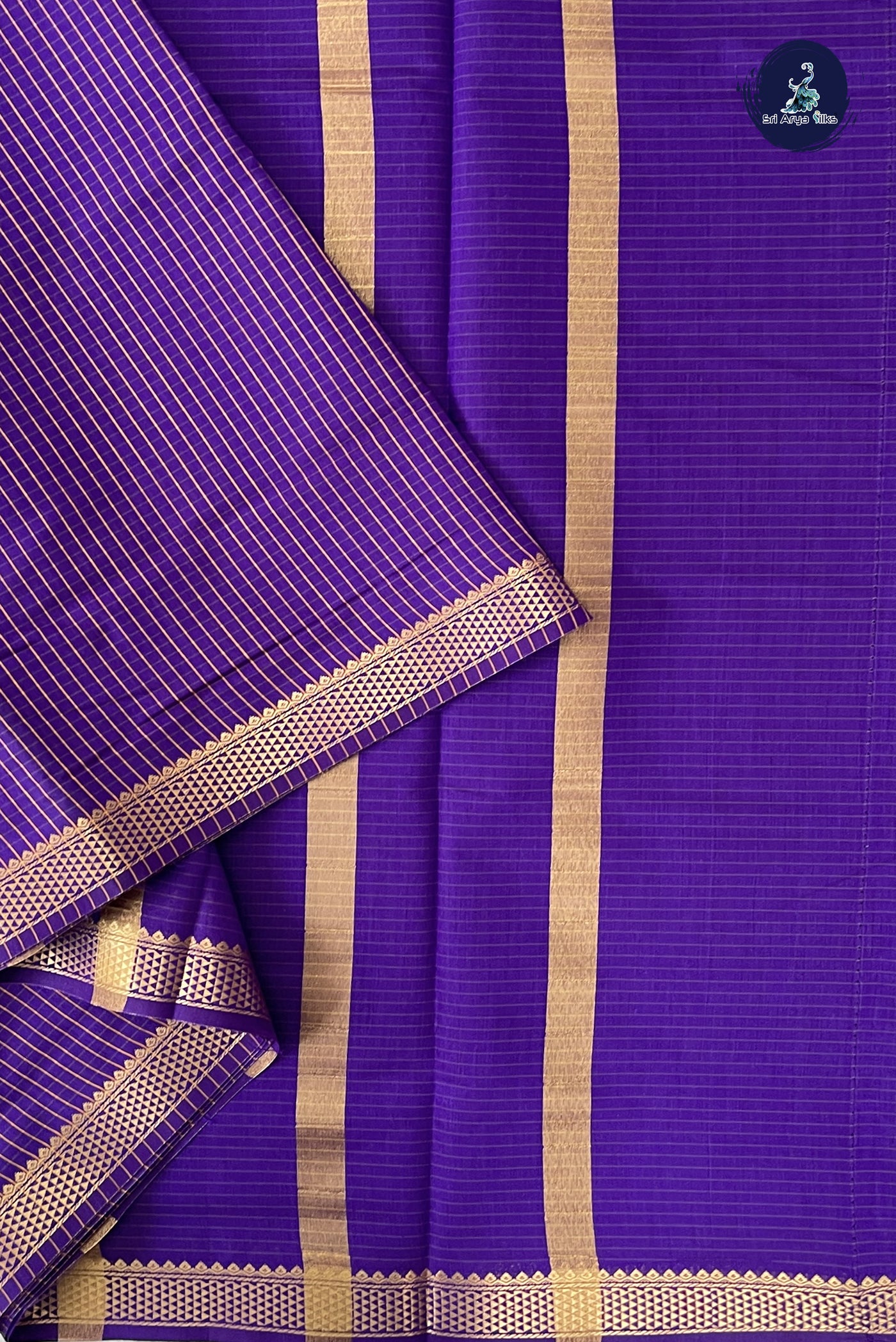 Dark Violet Madisar Semi Silk Cotton Saree With Checked Pattern