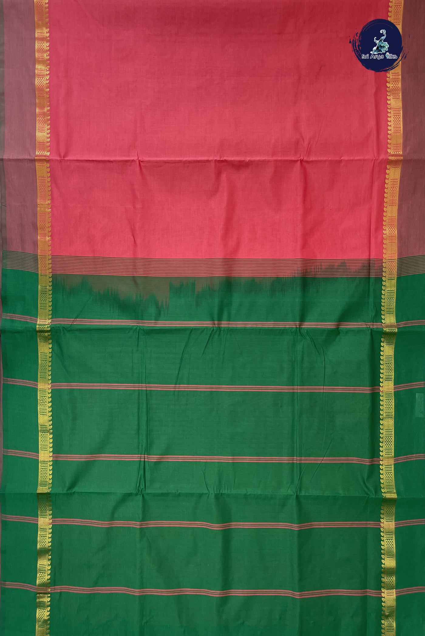 Caramel Pink Madisar Semi Silk Cotton Saree With Plain Pattern