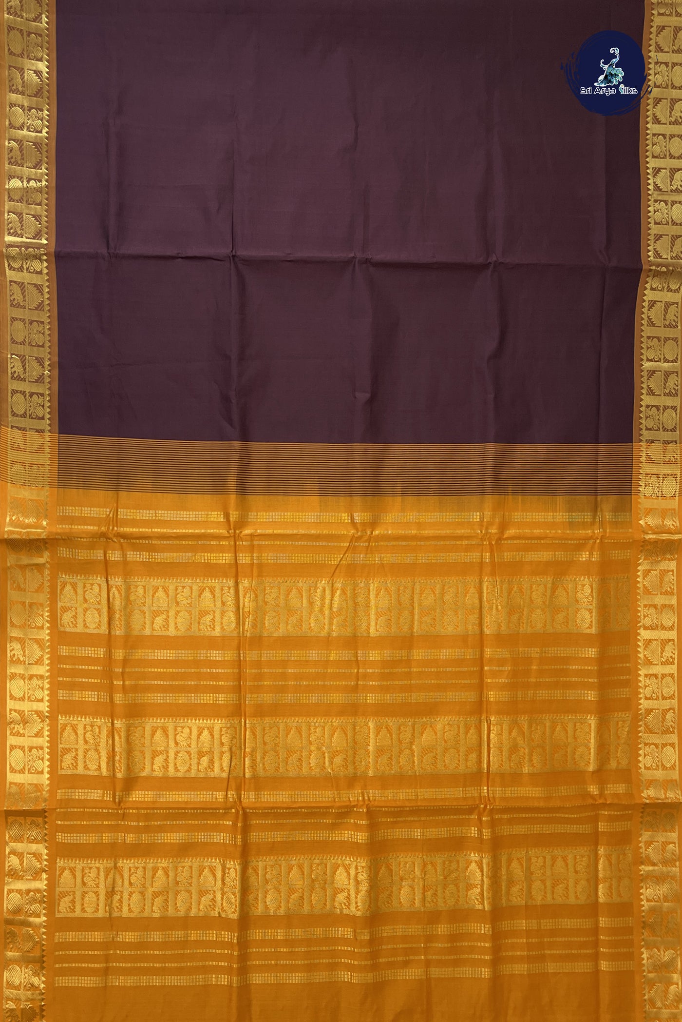 Coffee Brown Madisar Semi Silk Cotton Saree With Plain Pattern