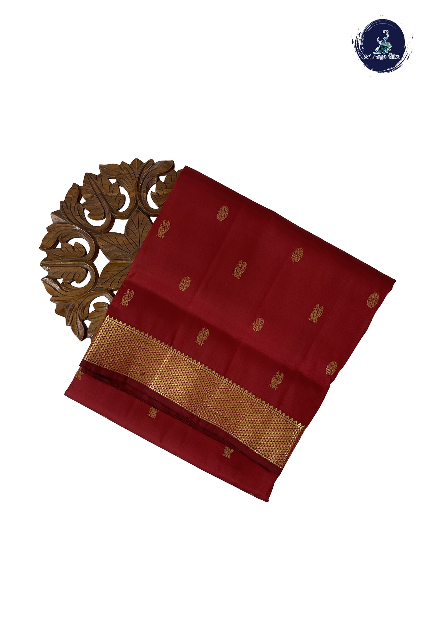 Maroon Madisar 10 Yards Silk Saree With Zari Buttas Pattern