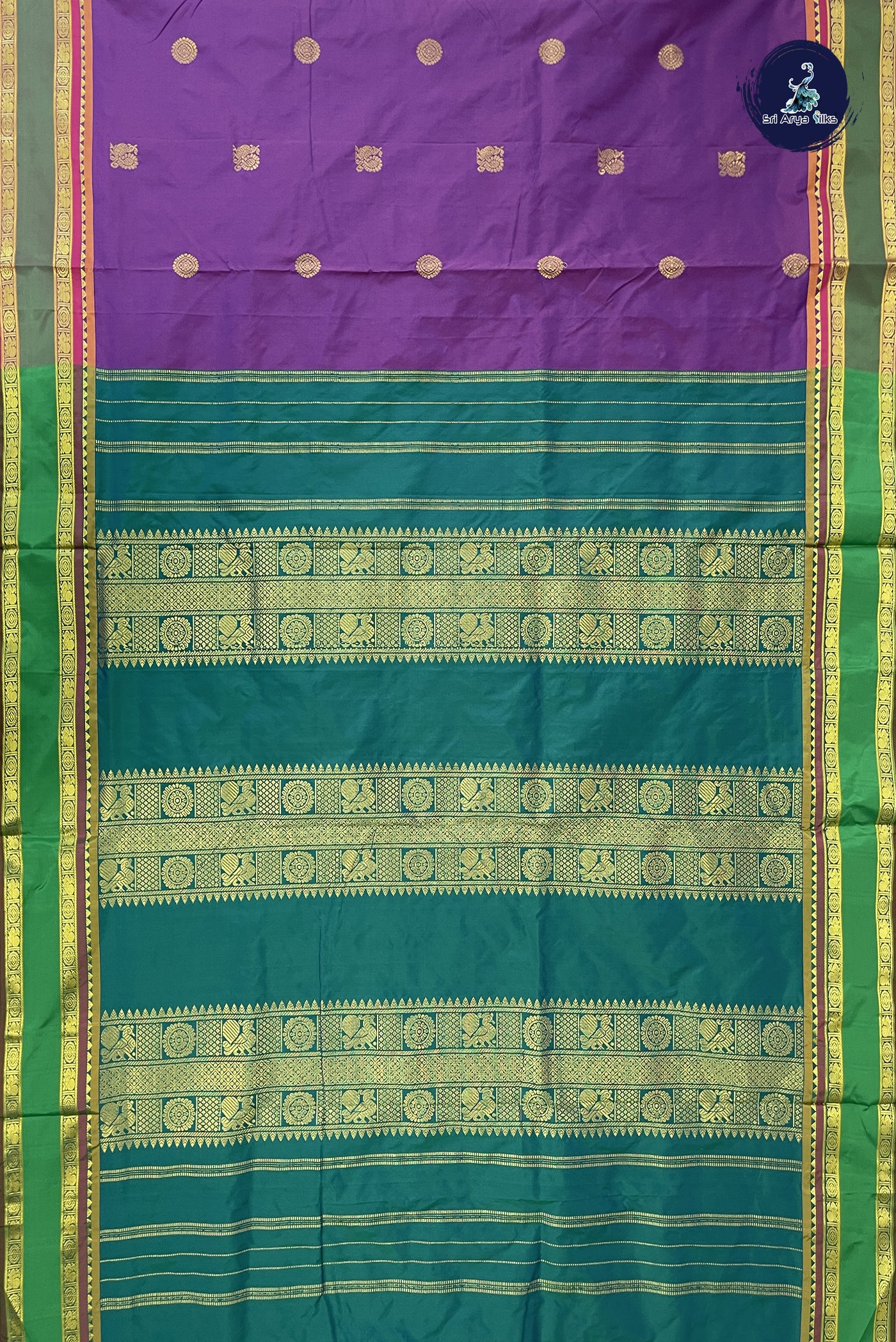 Violet 10 Yards Semi Silk With Zari Buttas Pattern