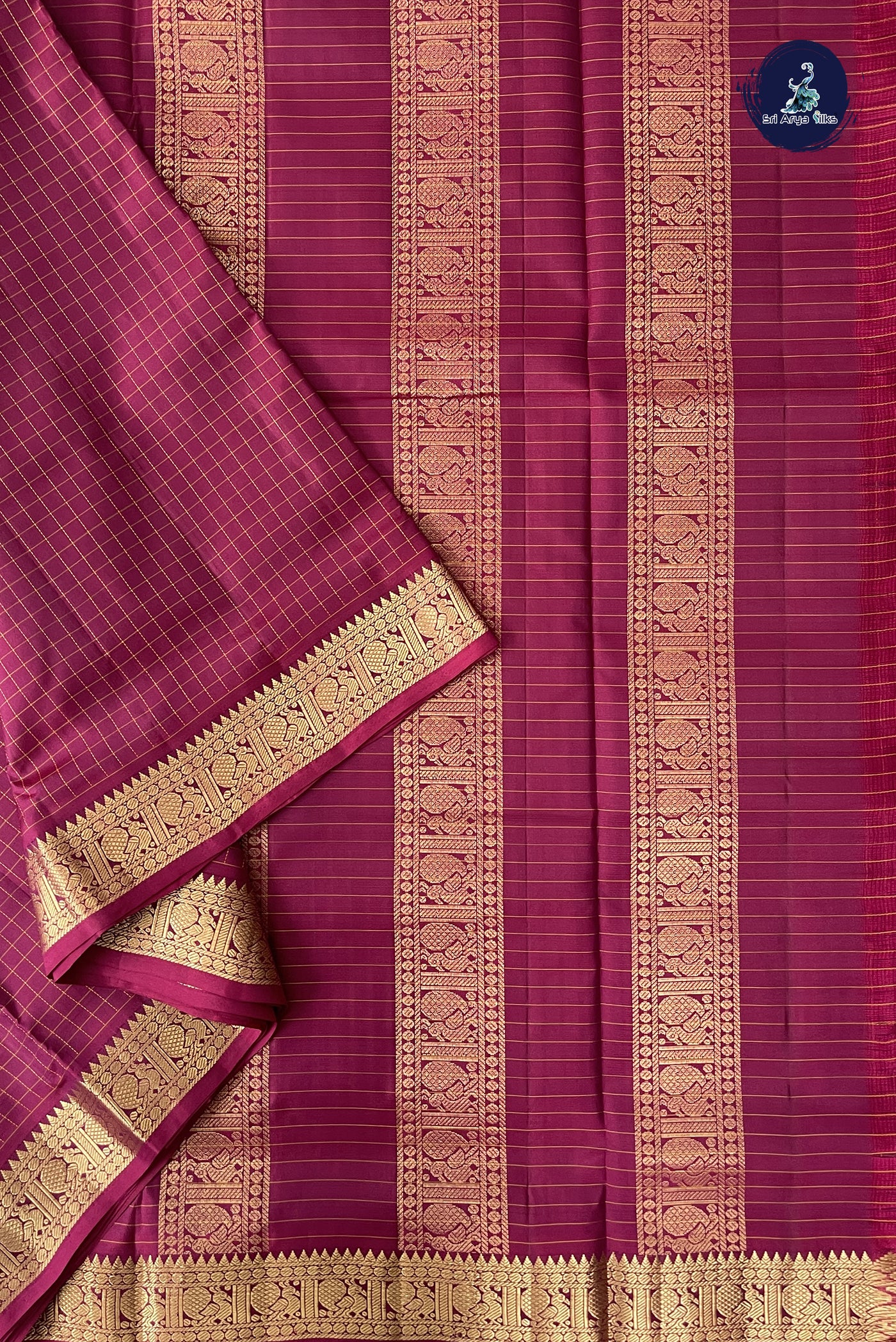 Arakku Madisar 10 Yards Silk Saree With Checked Pattern