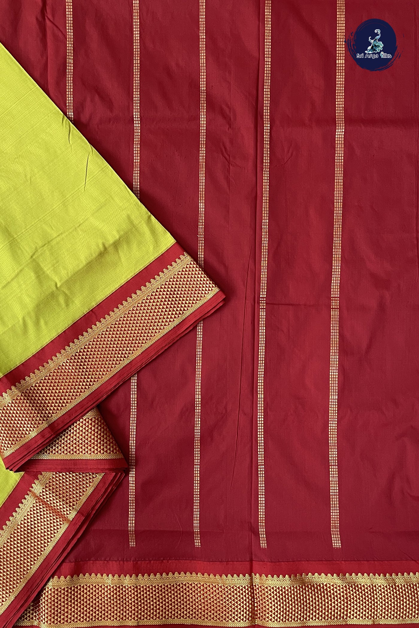 Green 10 Yards Semi Silk With Plain Pattern