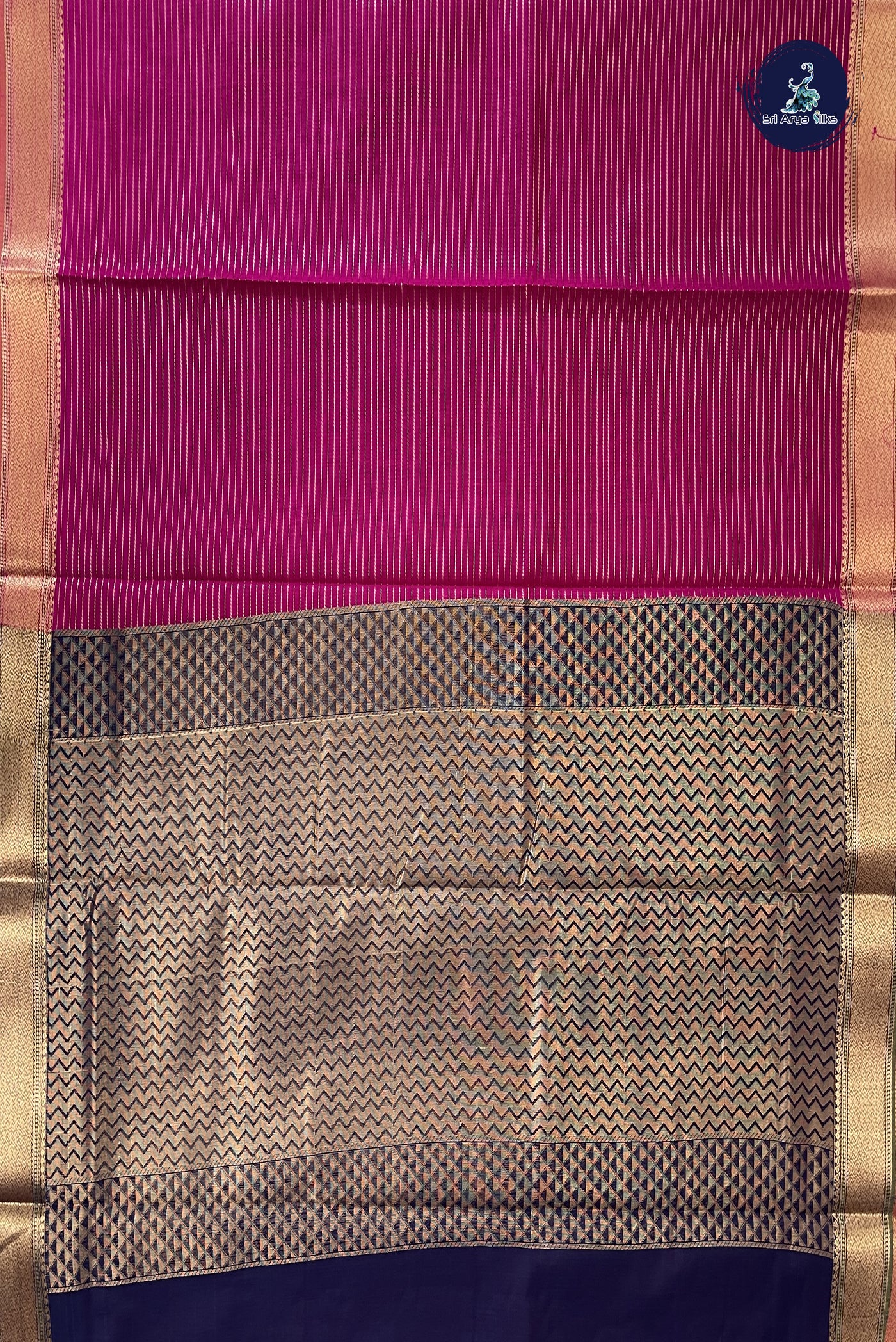 Magenta Pink Madisar Semi Silk Cotton Saree With Vaira Oosi Pattern
