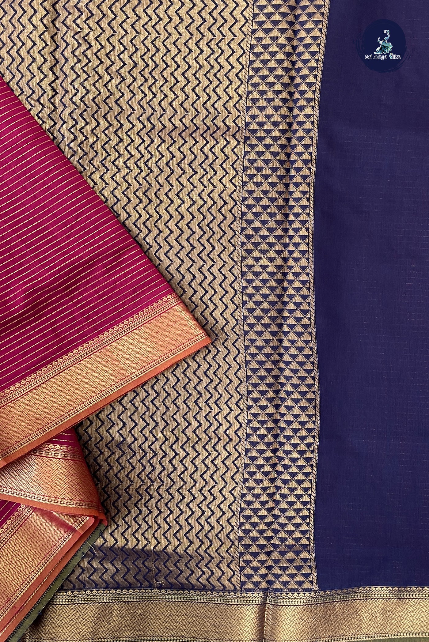 Dark Pink Madisar Semi Silk Cotton Saree With Vaira Oosi Pattern