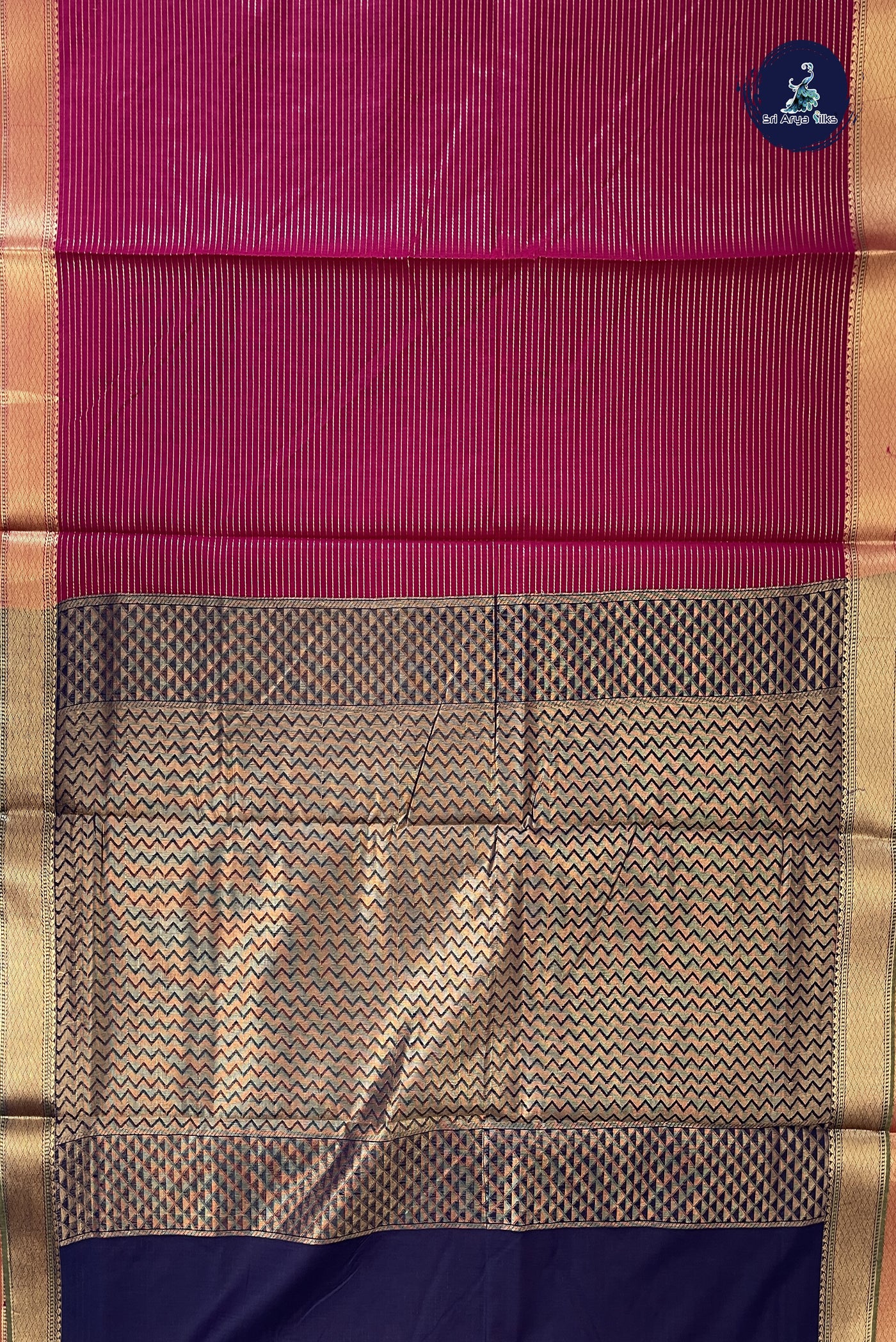 Dark Pink Madisar Semi Silk Cotton Saree With Vaira Oosi Pattern