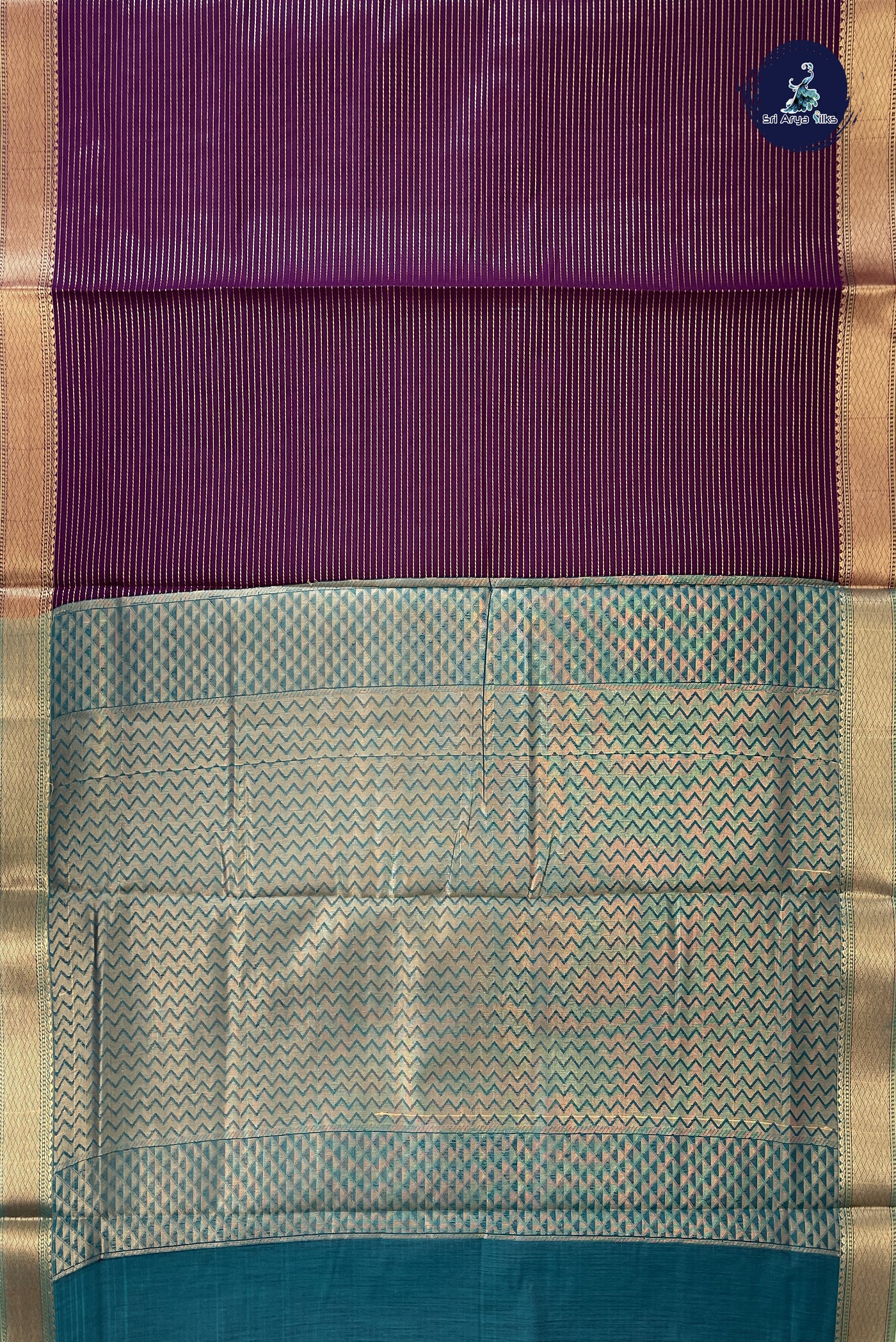 Dark Brinjal Madisar Semi Silk Cotton Saree With Vaira Oosi Pattern