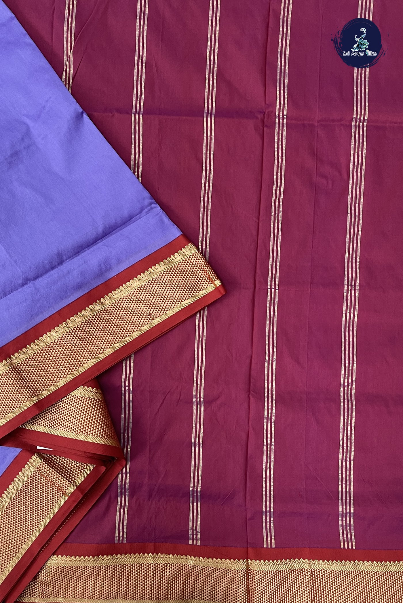 Lavender Madisar Semi Silk Saree With Plain Pattern
