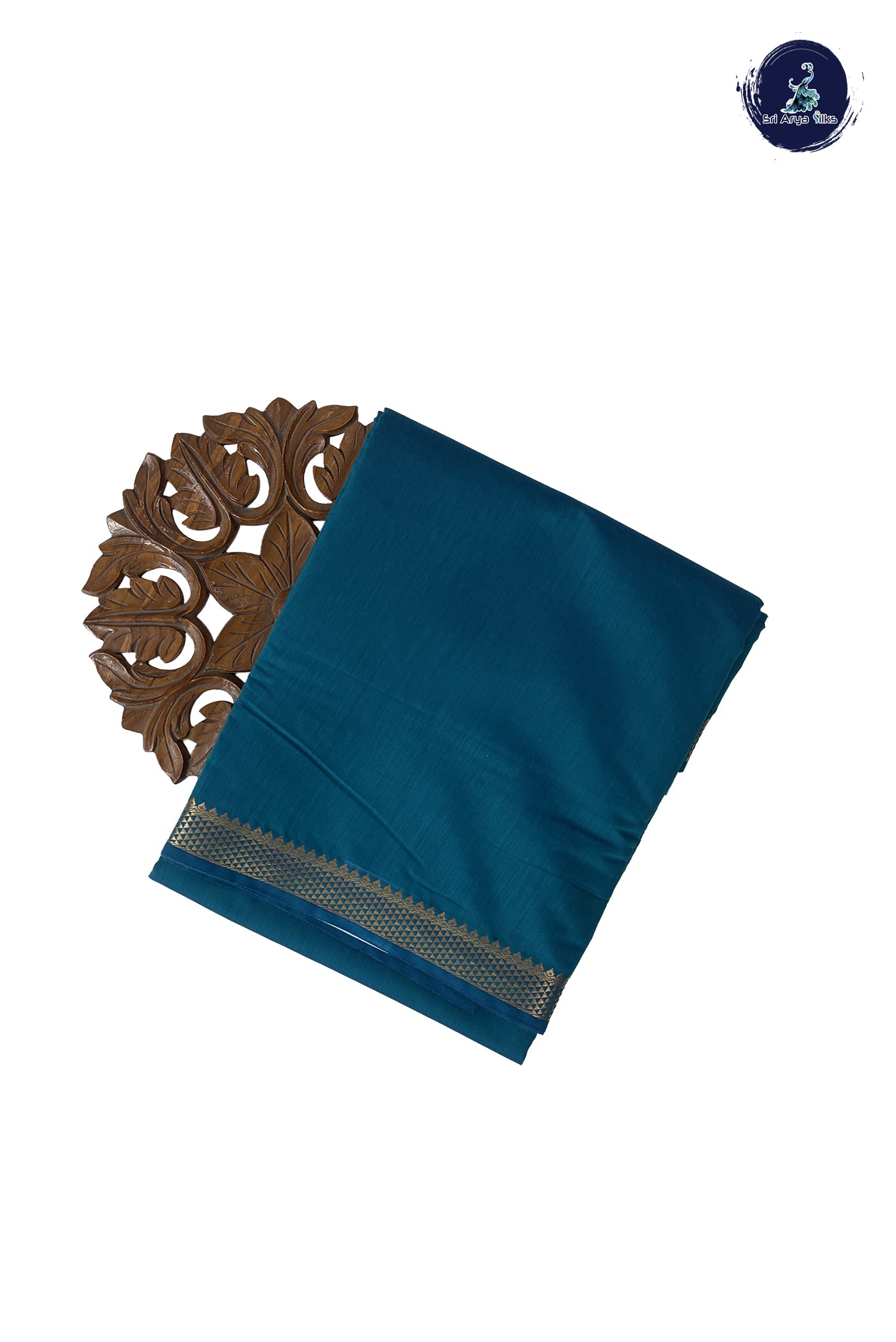 Sapphire Blue Madisar Semi Silk Cotton Saree With Plain Pattern