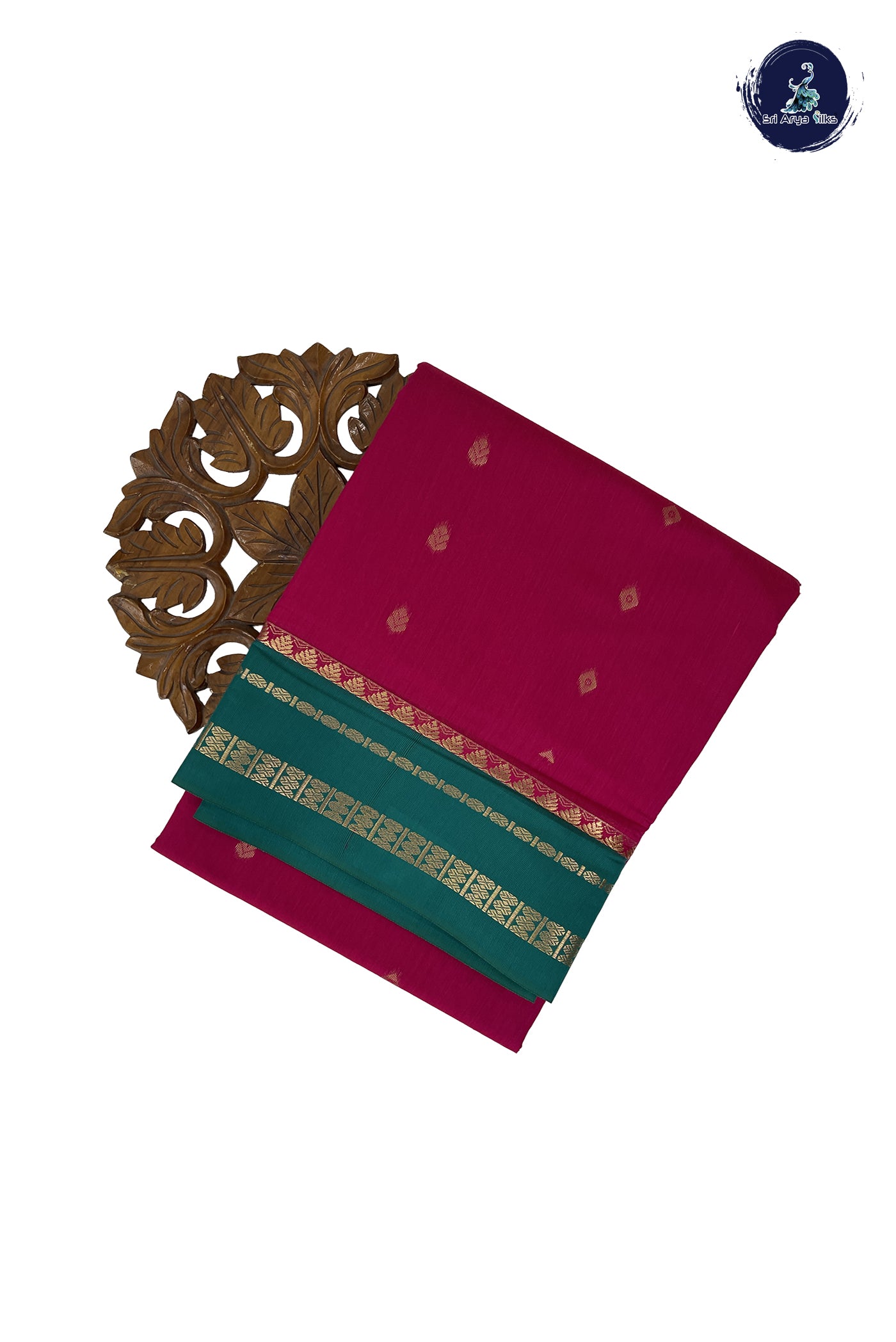 Magenta Pink Madisar Semi Silk Cotton Saree With Zari Buttas Pattern