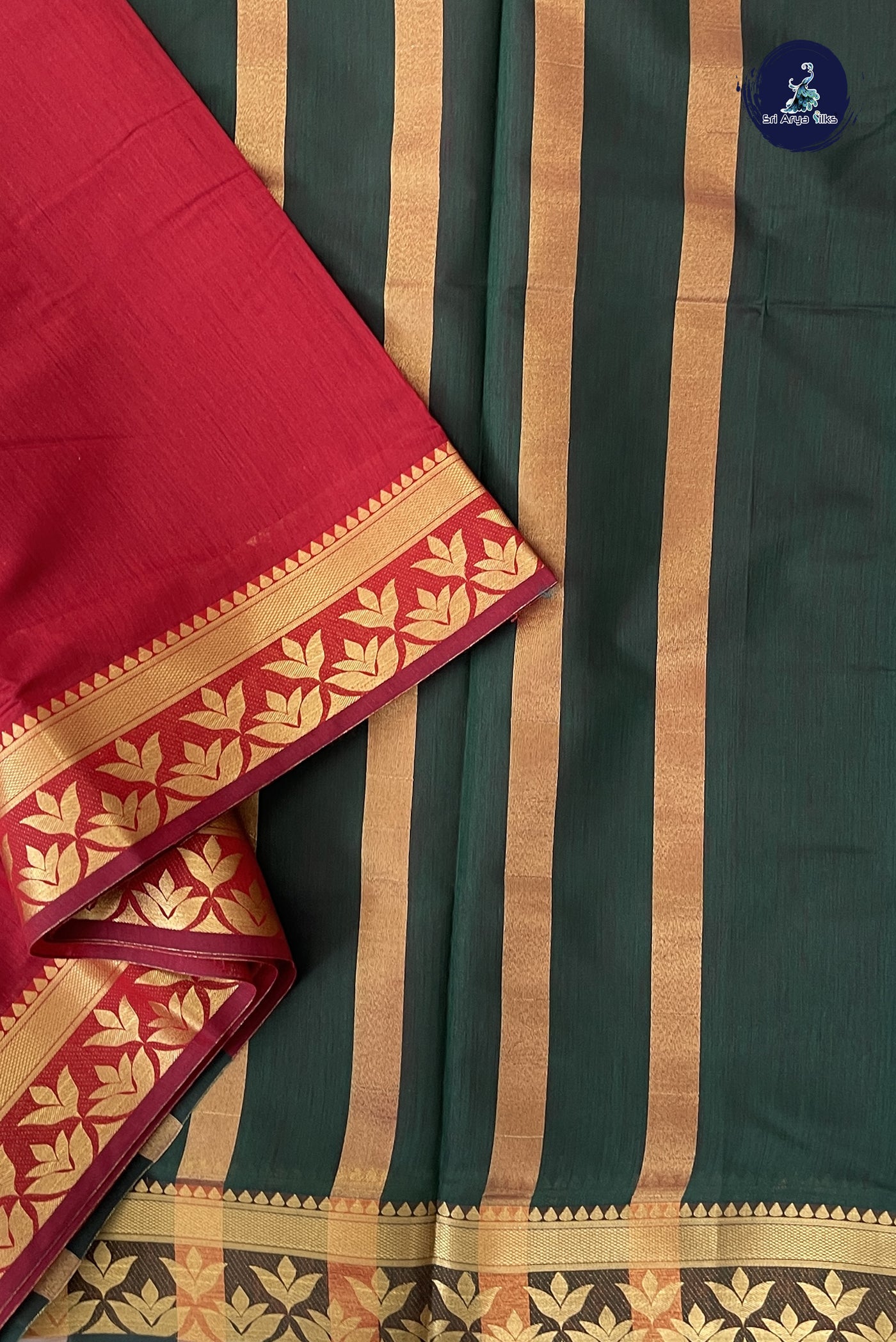 Maroon Madisar Semi Silk Cotton Saree With Plain Pattern