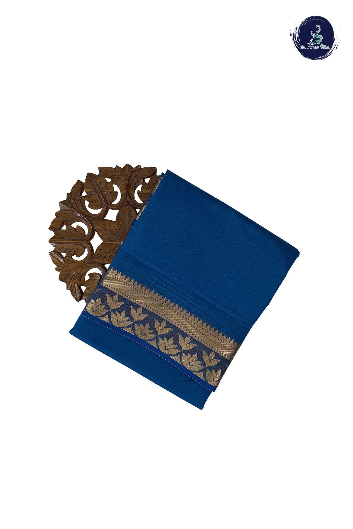 Sapphire Blue Madisar Semi Silk Cotton Saree With Plain Pattern