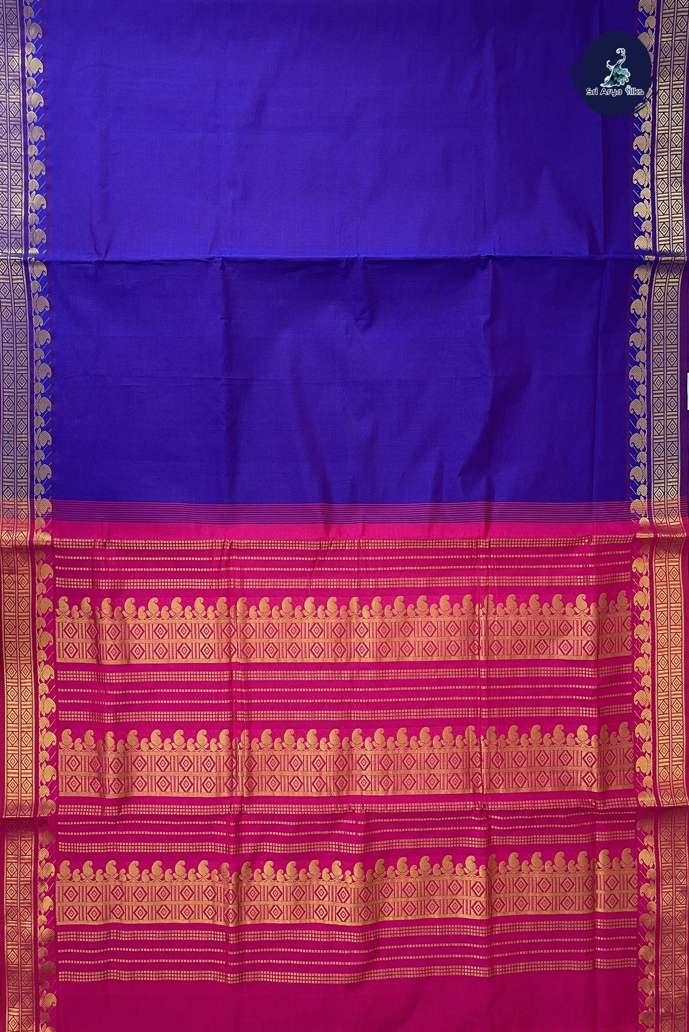 Dual Tone Purple Madisar Semi Silk Cotton Saree With Plain Pattern