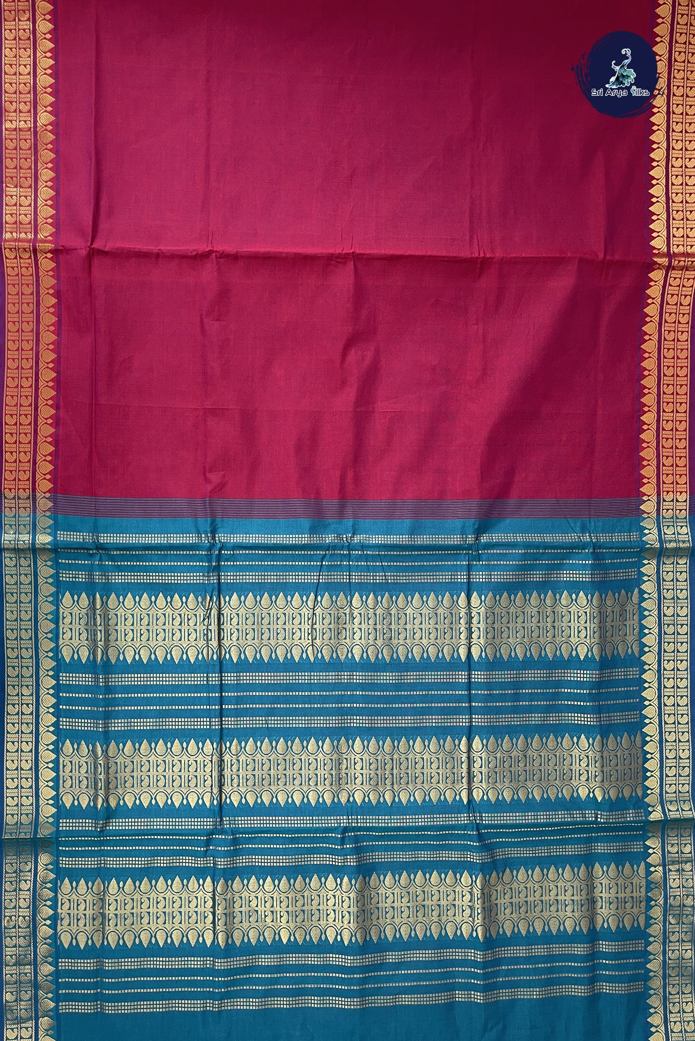 Maroon Madisar Semi Silk Cotton Saree With Plain Pattern