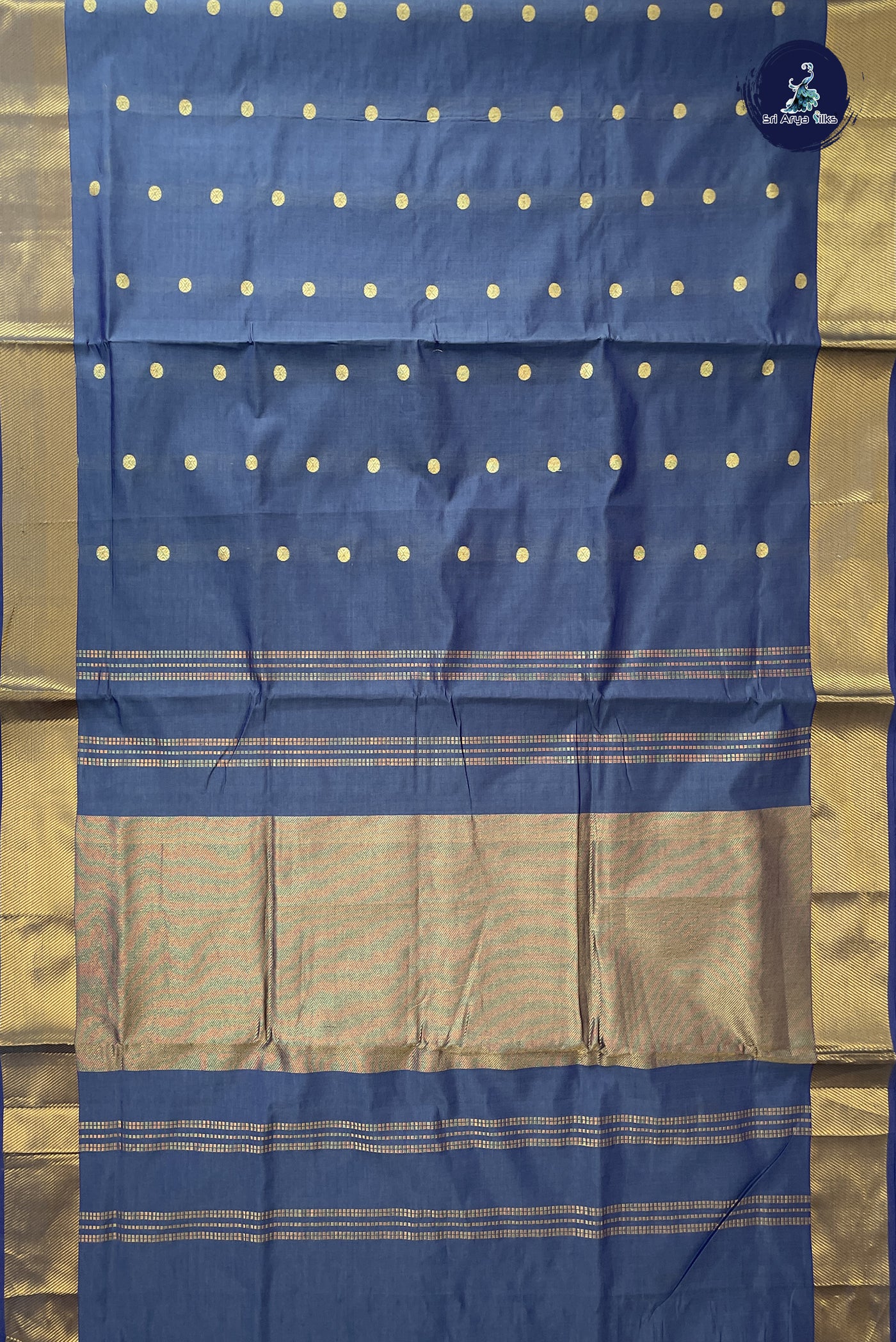 Grey Madisar Semi Silk Cotton Saree With Zari Buttas Pattern