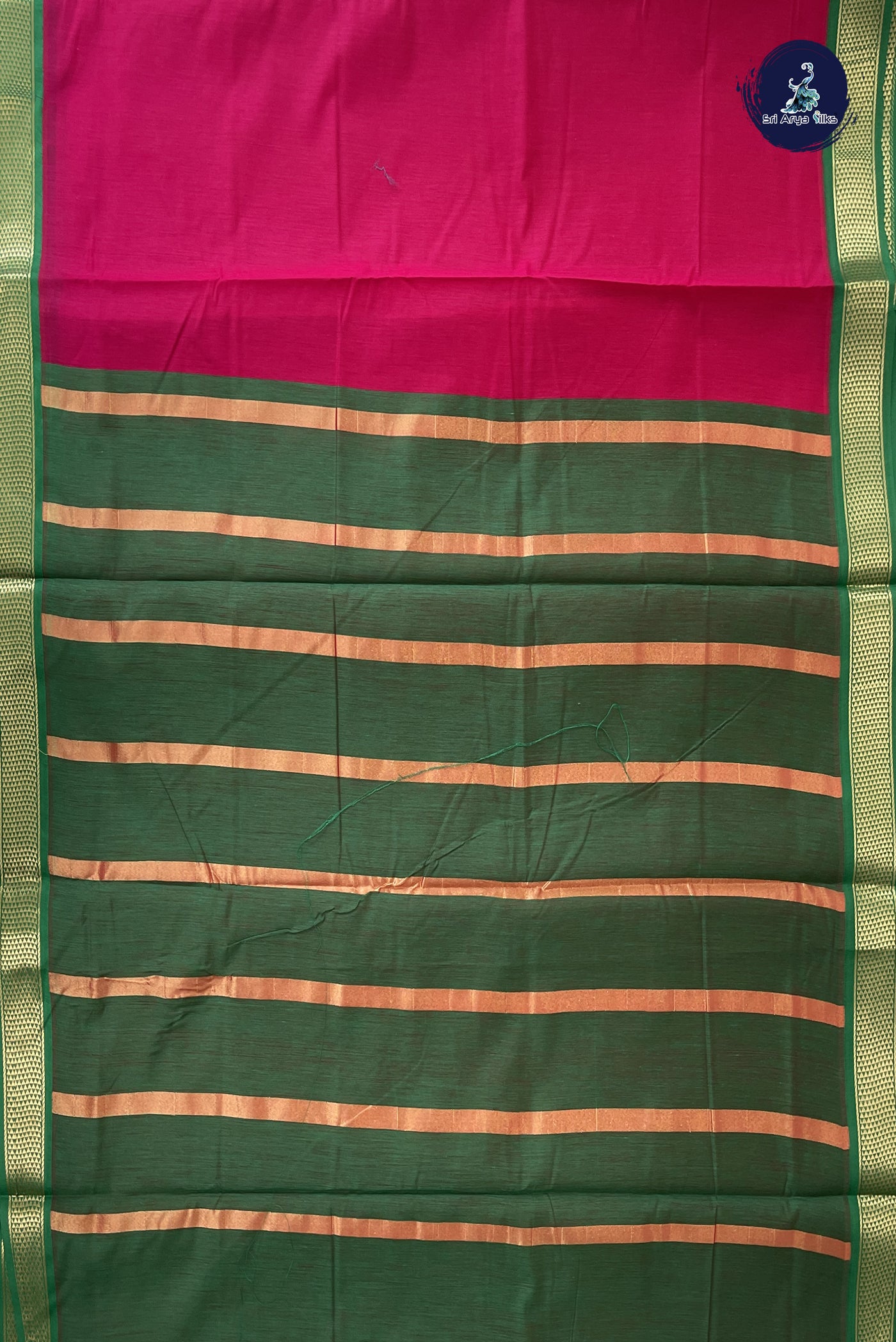 Dark Pink Madisar Semi Silk Cotton Saree With Plain Pattern