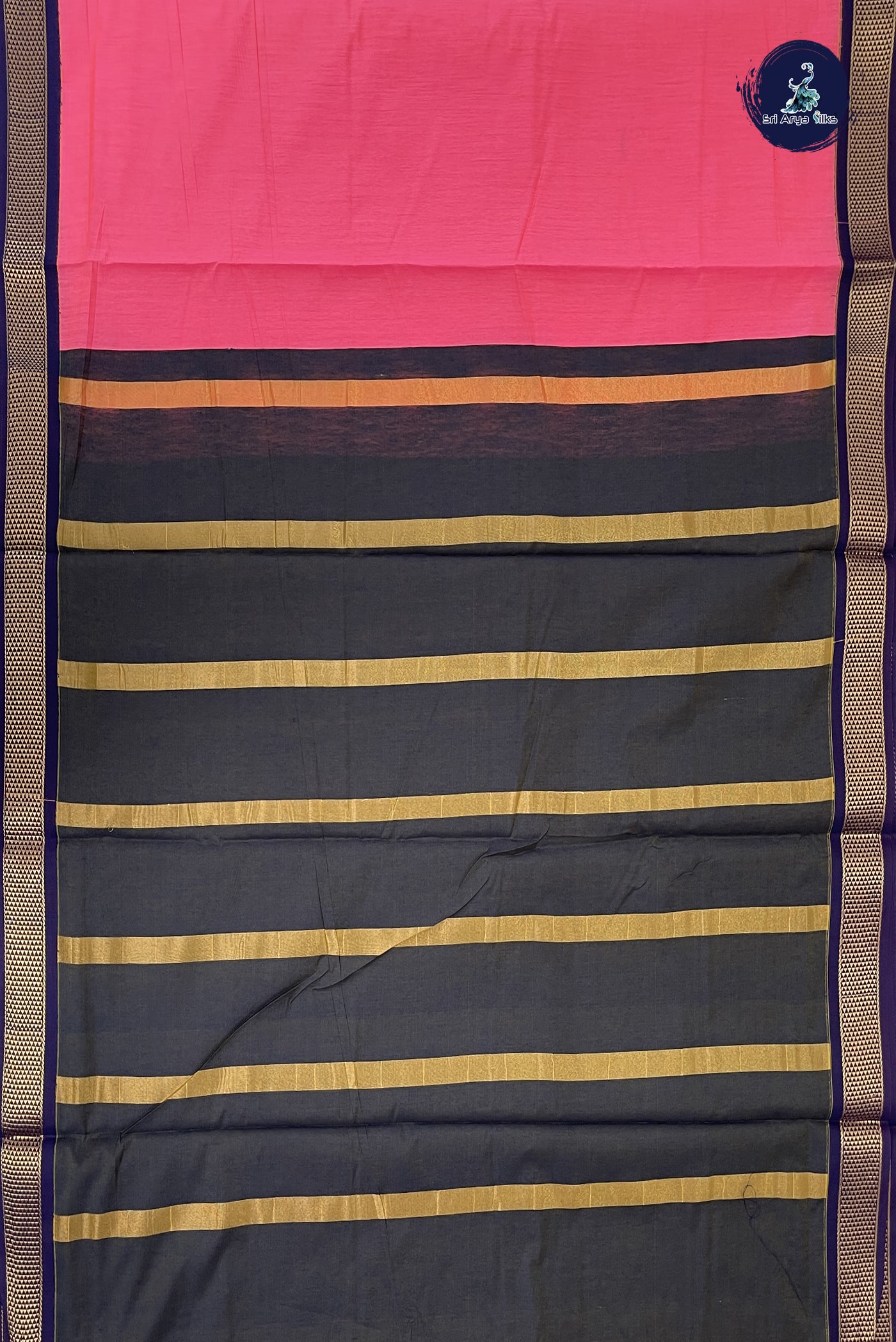 Light Pink Madisar Semi Silk Cotton Saree With Plain Pattern