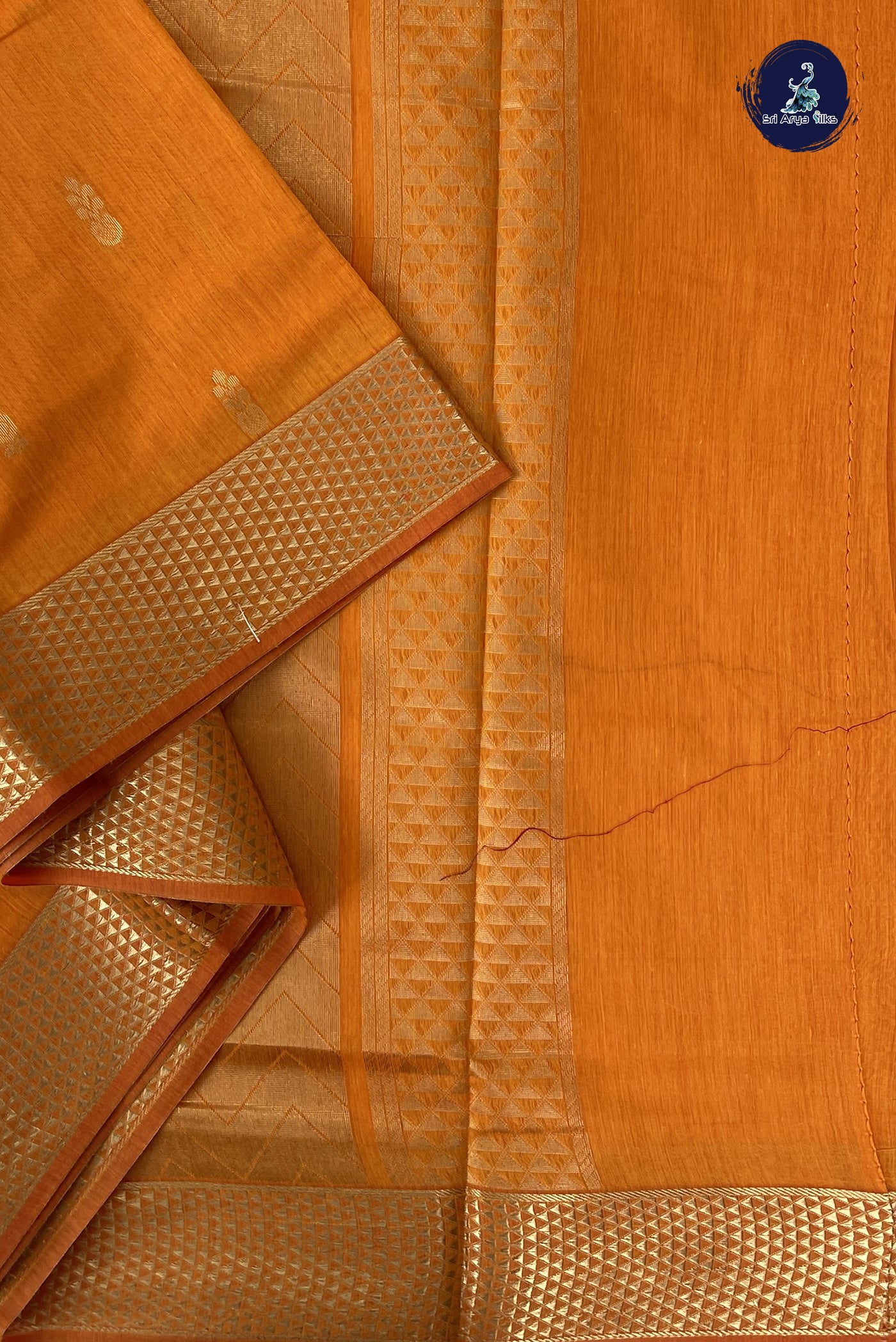 Yellow Madisar Semi Silk Cotton Saree With Zari Buttas Pattern