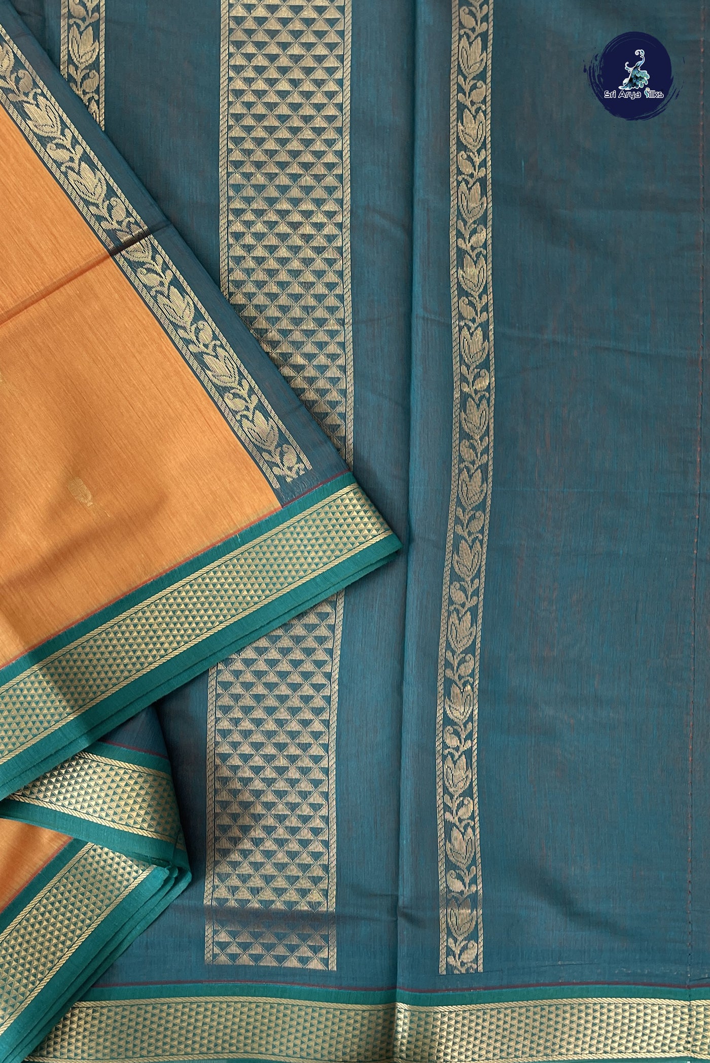 Mustard Madisar Semi Silk Cotton Saree With Zari Buttas Pattern