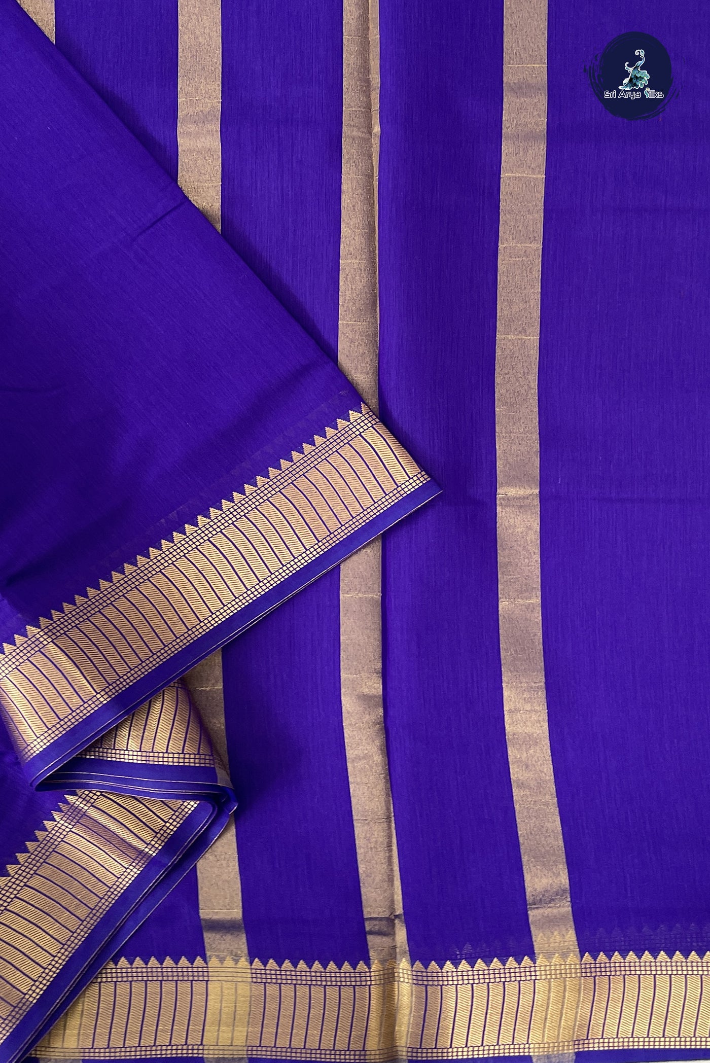 Violet Madisar Semi Silk Cotton Saree With Plain Pattern