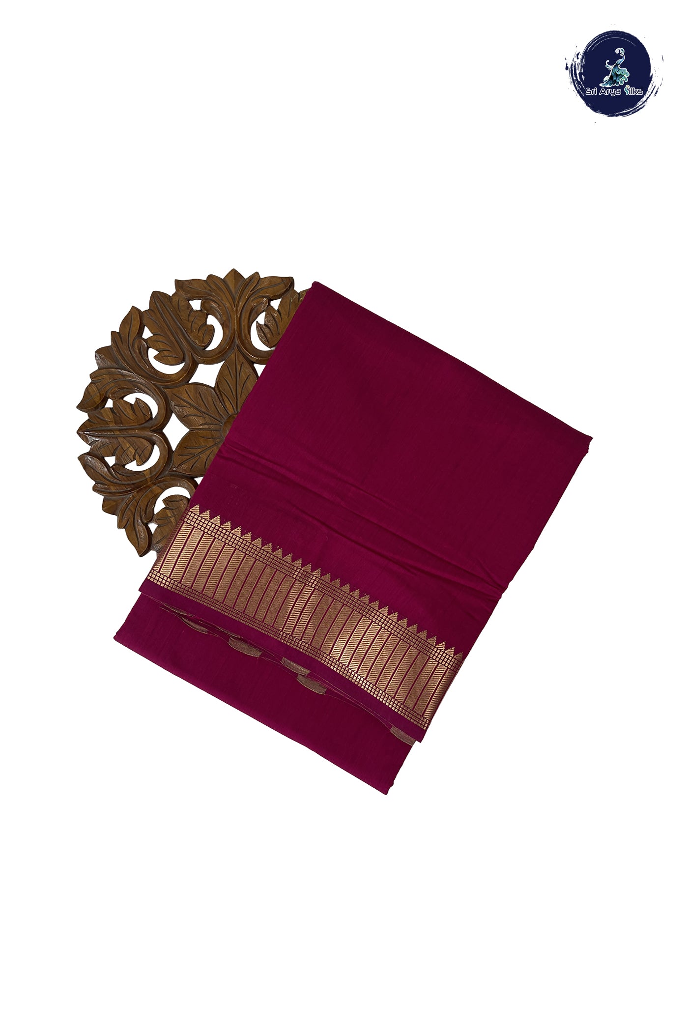 Dark Pink Madisar Semi Silk Cotton Saree With Plain Pattern