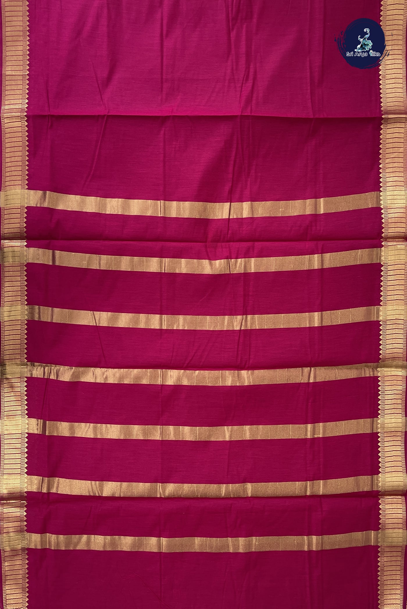Dark Pink Madisar Semi Silk Cotton Saree With Plain Pattern