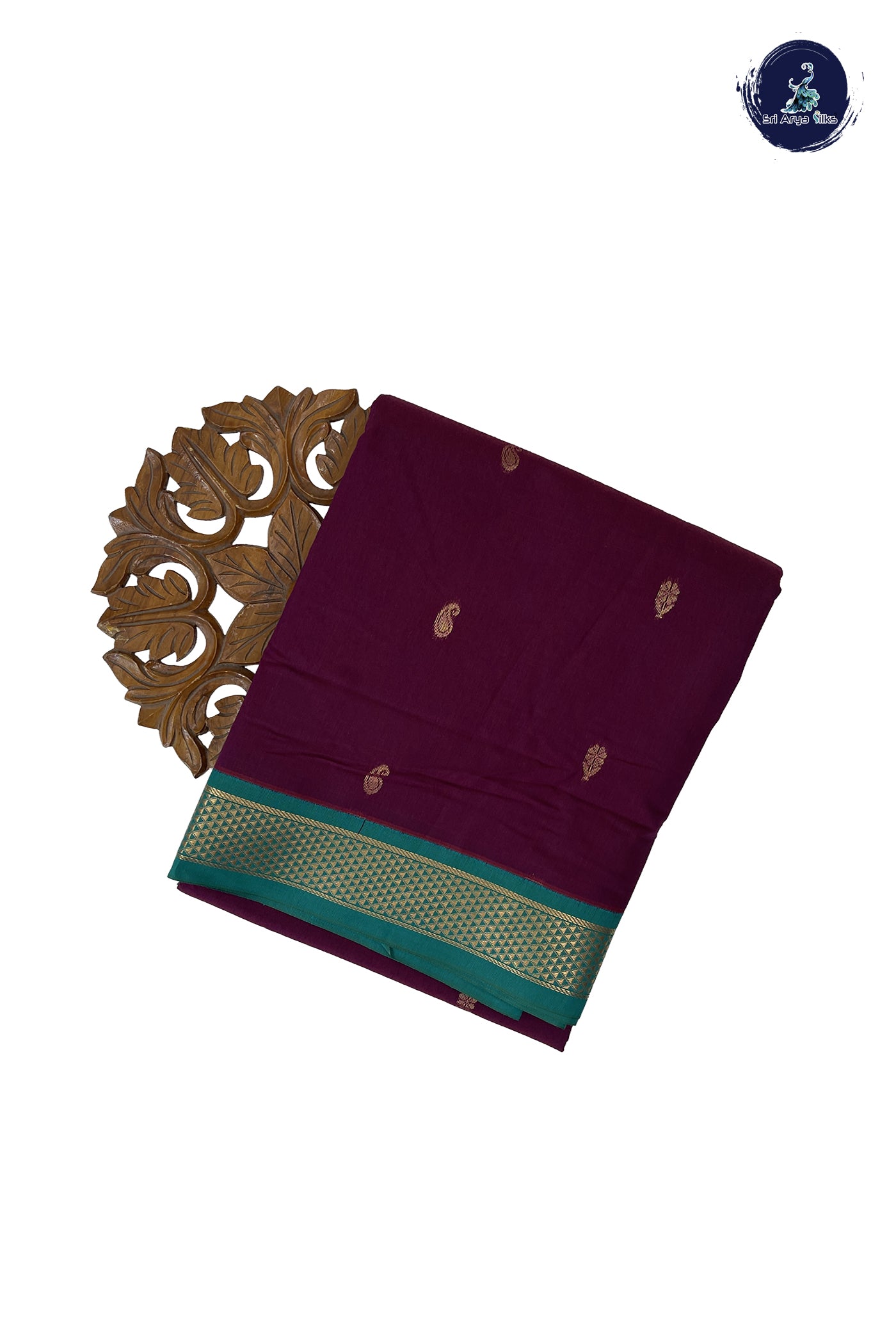 Burgundy Madisar Semi Silk Cotton Saree With Zari Buttas Pattern