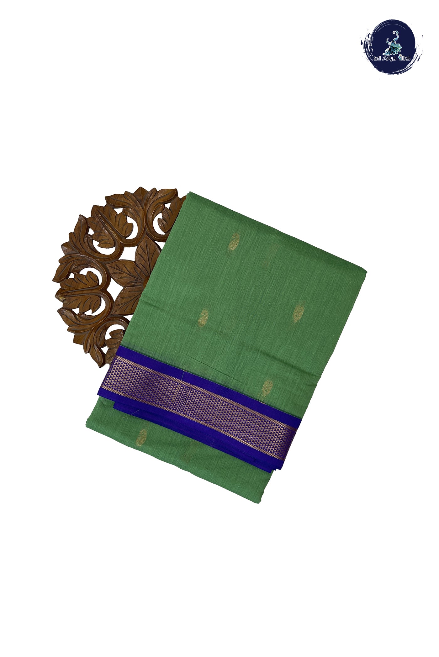 Light Green Madisar Semi Silk Cotton Saree With Zari Buttas Pattern