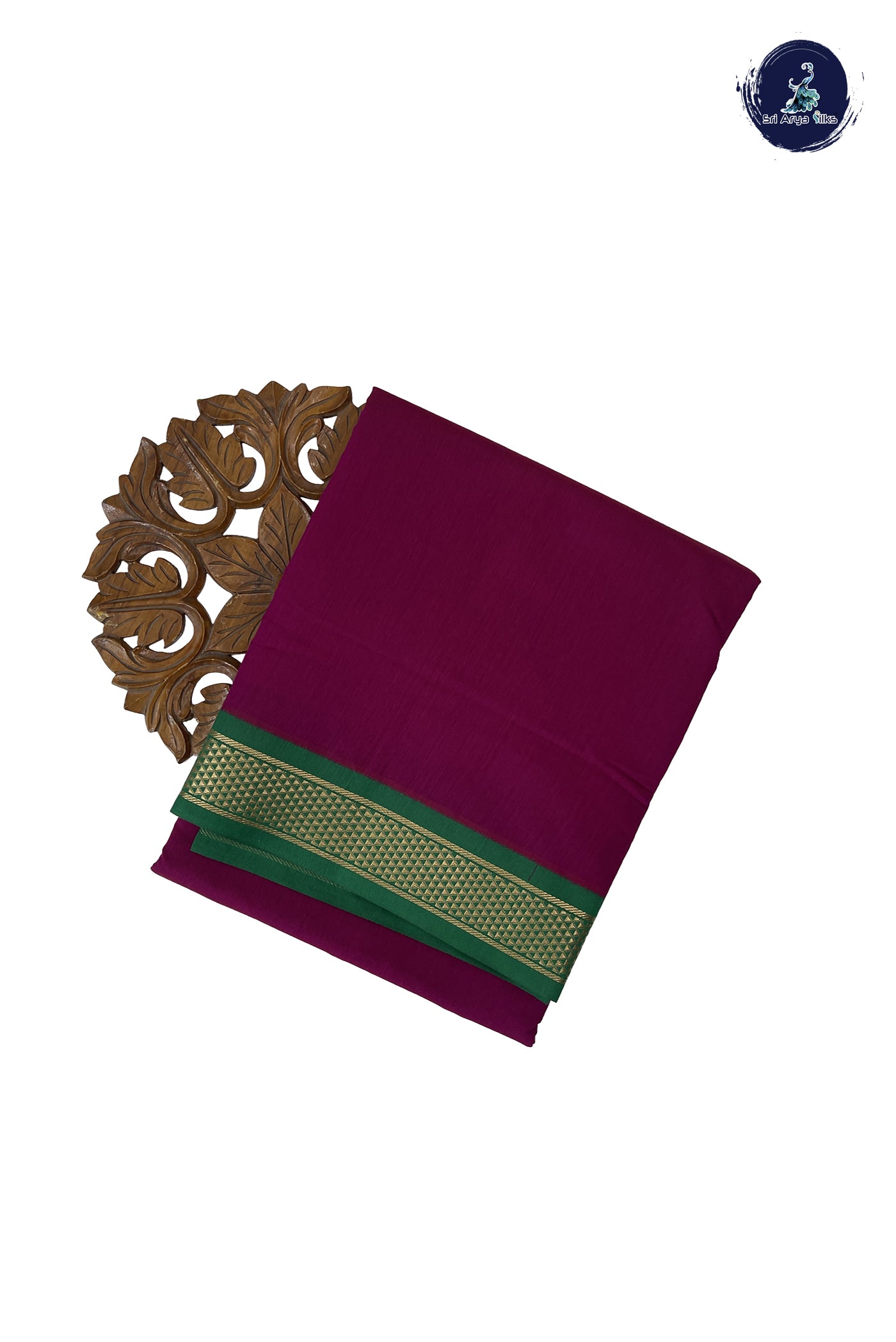 Burgundy Madisar Semi Silk Cotton Saree With Plain Pattern