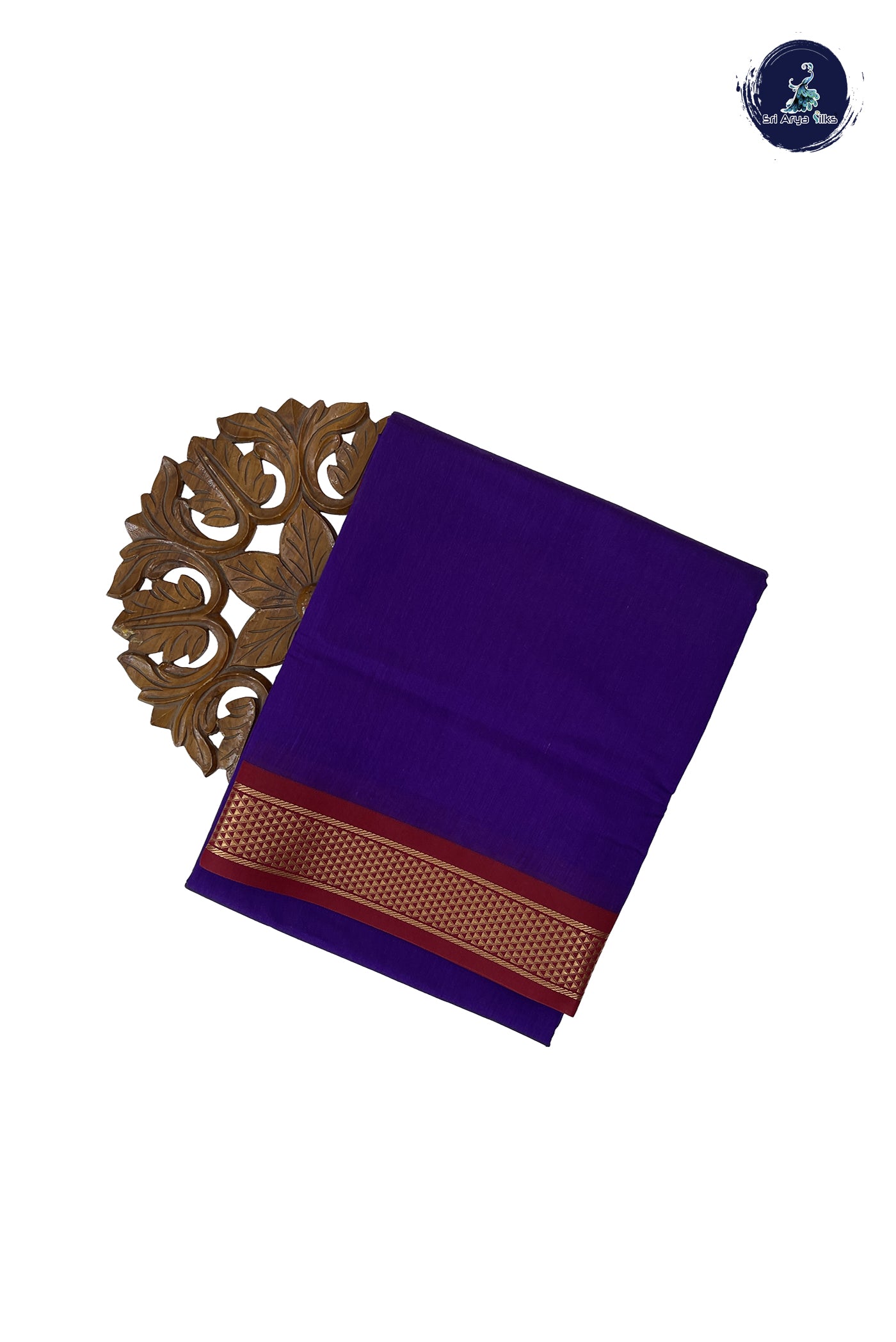 Violet Madisar Semi Silk Cotton Saree With Plain Pattern