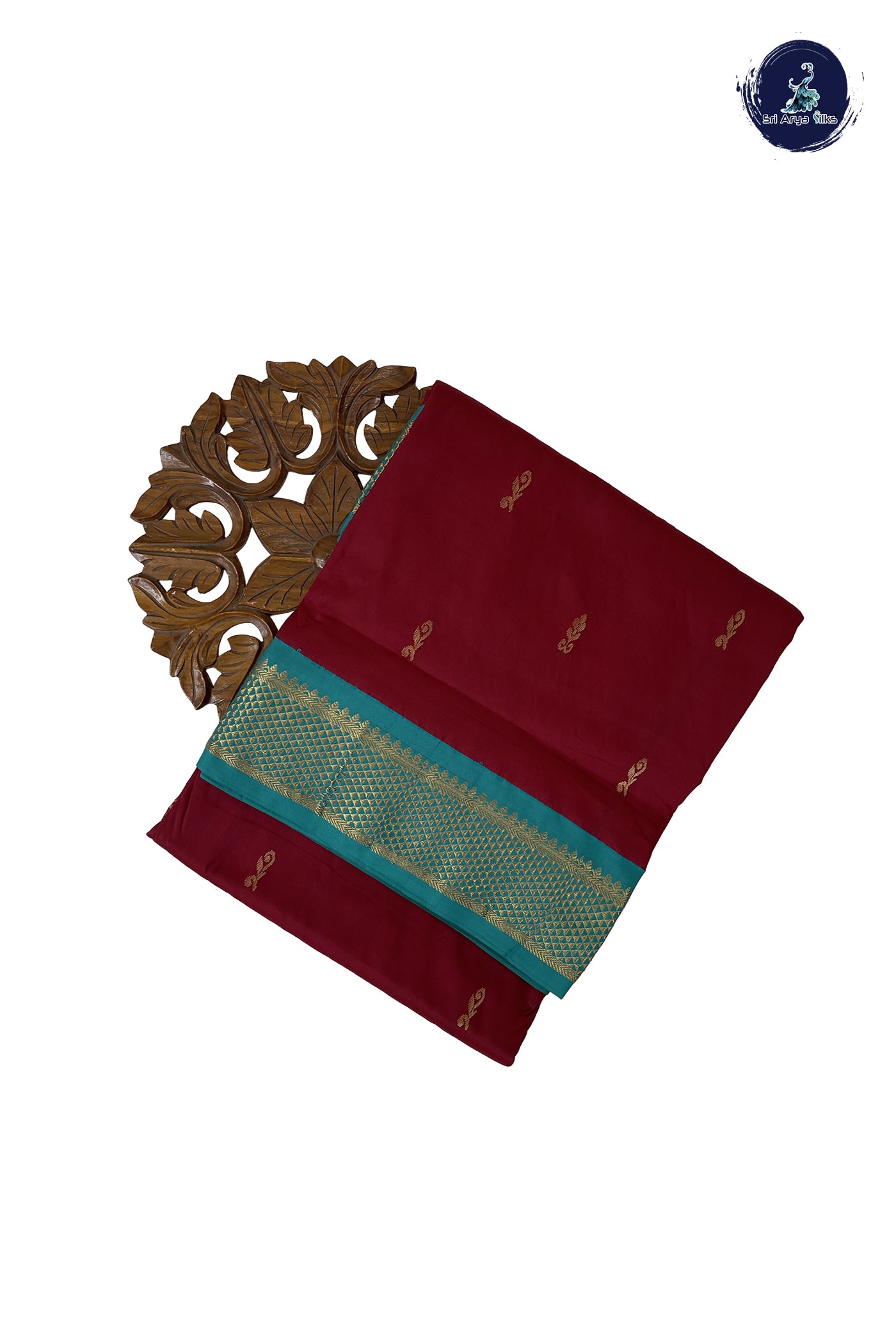 Maroon Madisar Semi Silk Saree With Zari Buttas Pattern