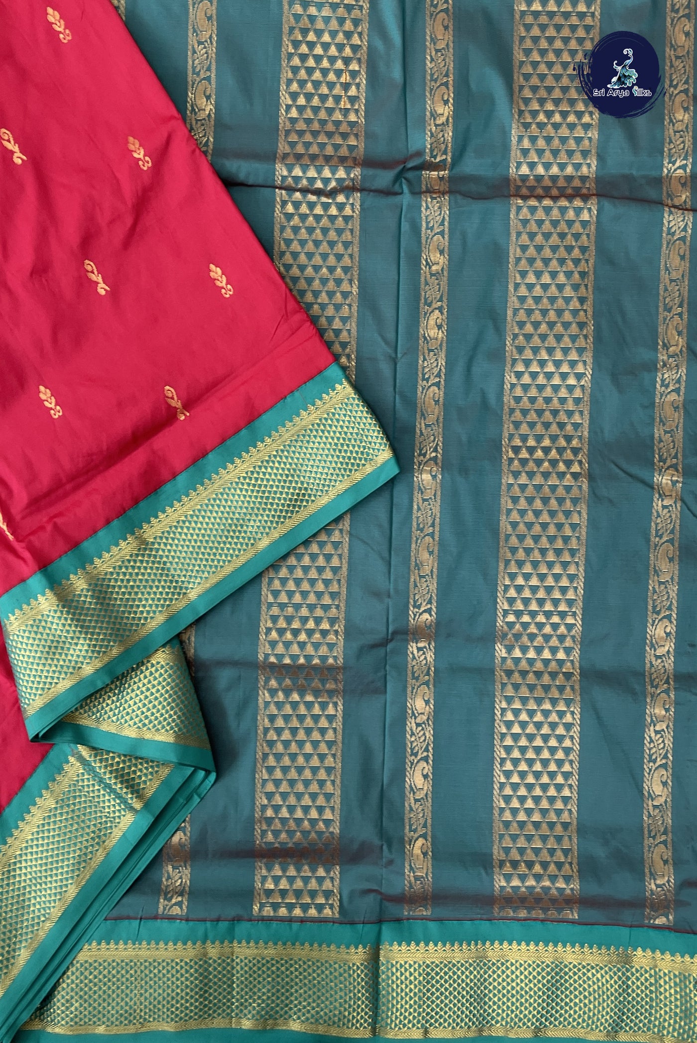 Reddish Pink Madisar Semi Silk Saree With Zari Buttas Pattern