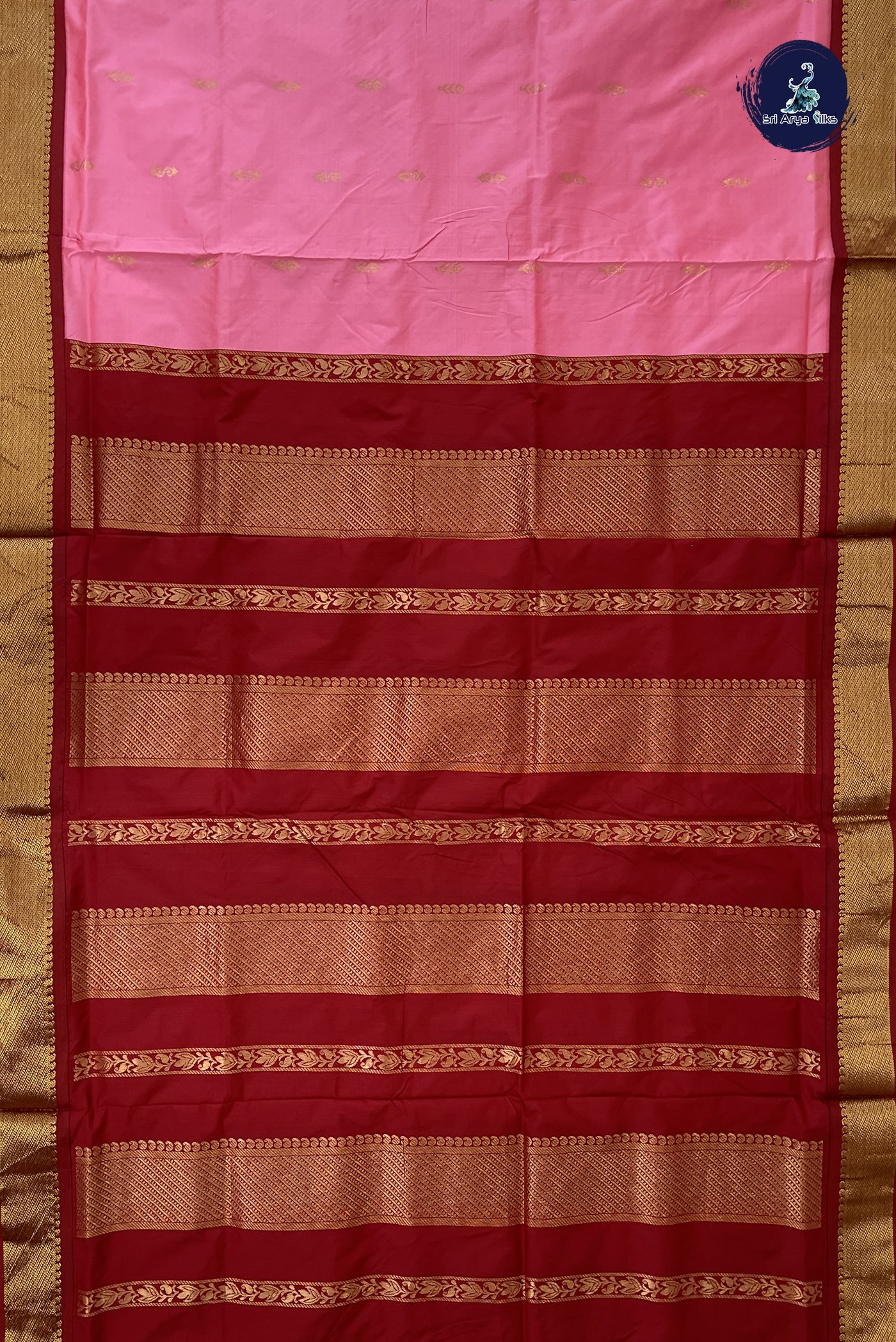Light Pink Madisar Semi Silk Saree With Zari Buttas Pattern