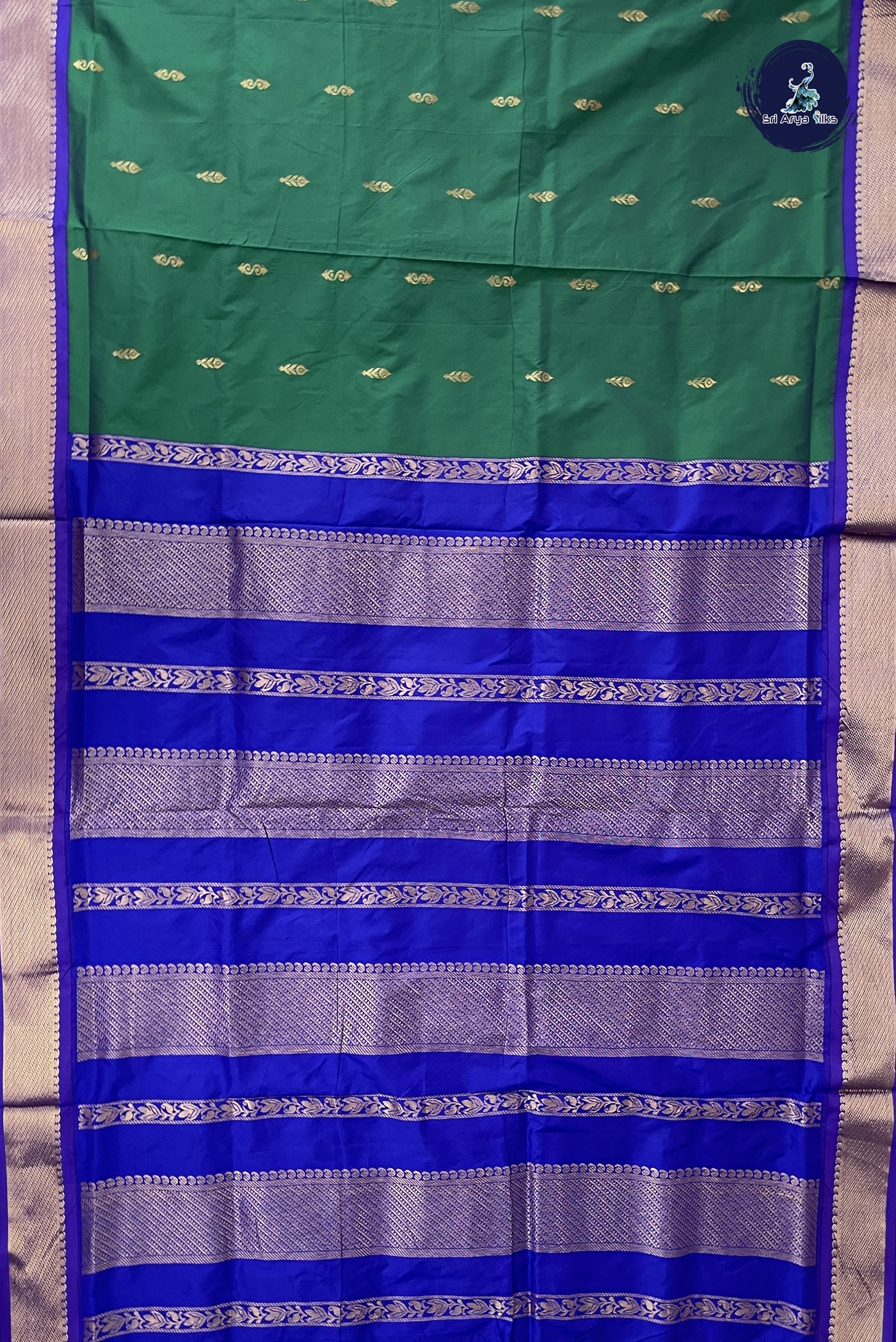 Green Madisar Semi Silk Saree With Zari Buttas Pattern