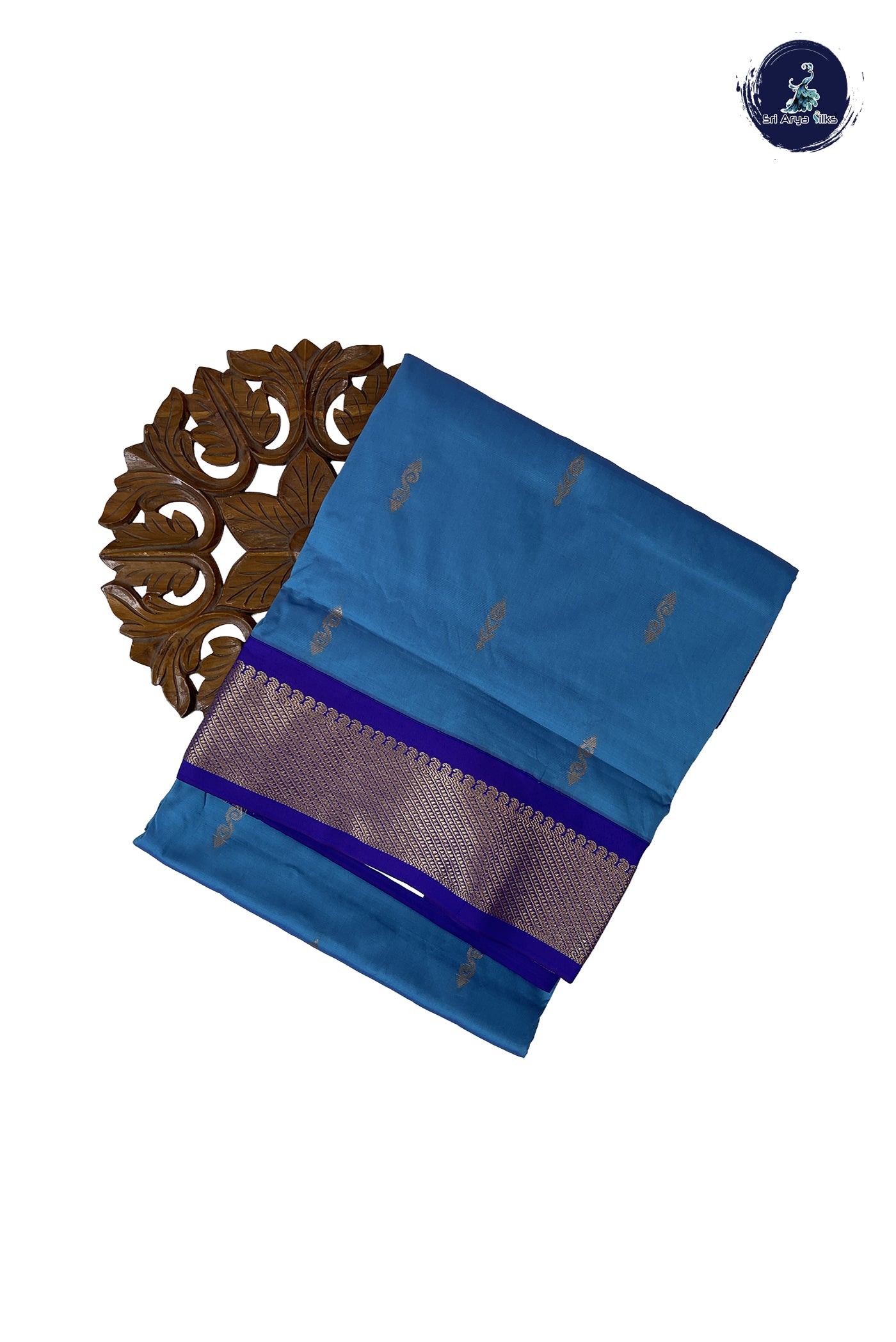 Light Blue Madisar Semi Silk Saree With Zari Buttas Pattern