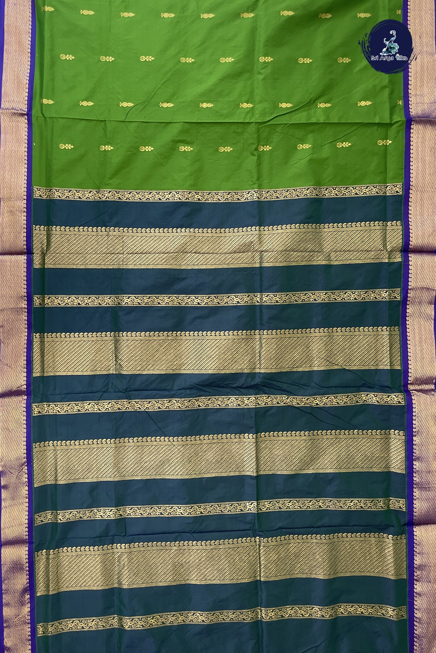 Mehendi Green Madisar Semi Silk Saree With Zari Buttas Pattern