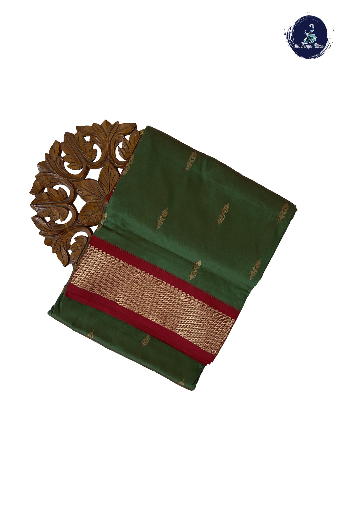 Dual Tone Green Madisar Semi Silk Saree With Zari Buttas Pattern