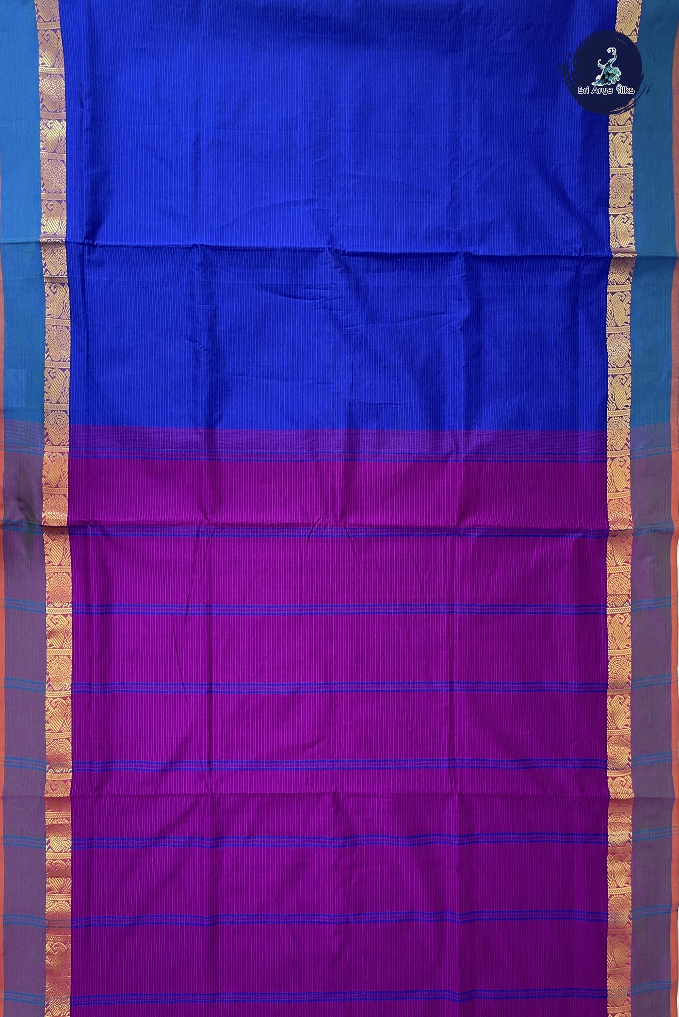 Blue Madisar Semi Silk Cotton Saree With Doria Lines Pattern